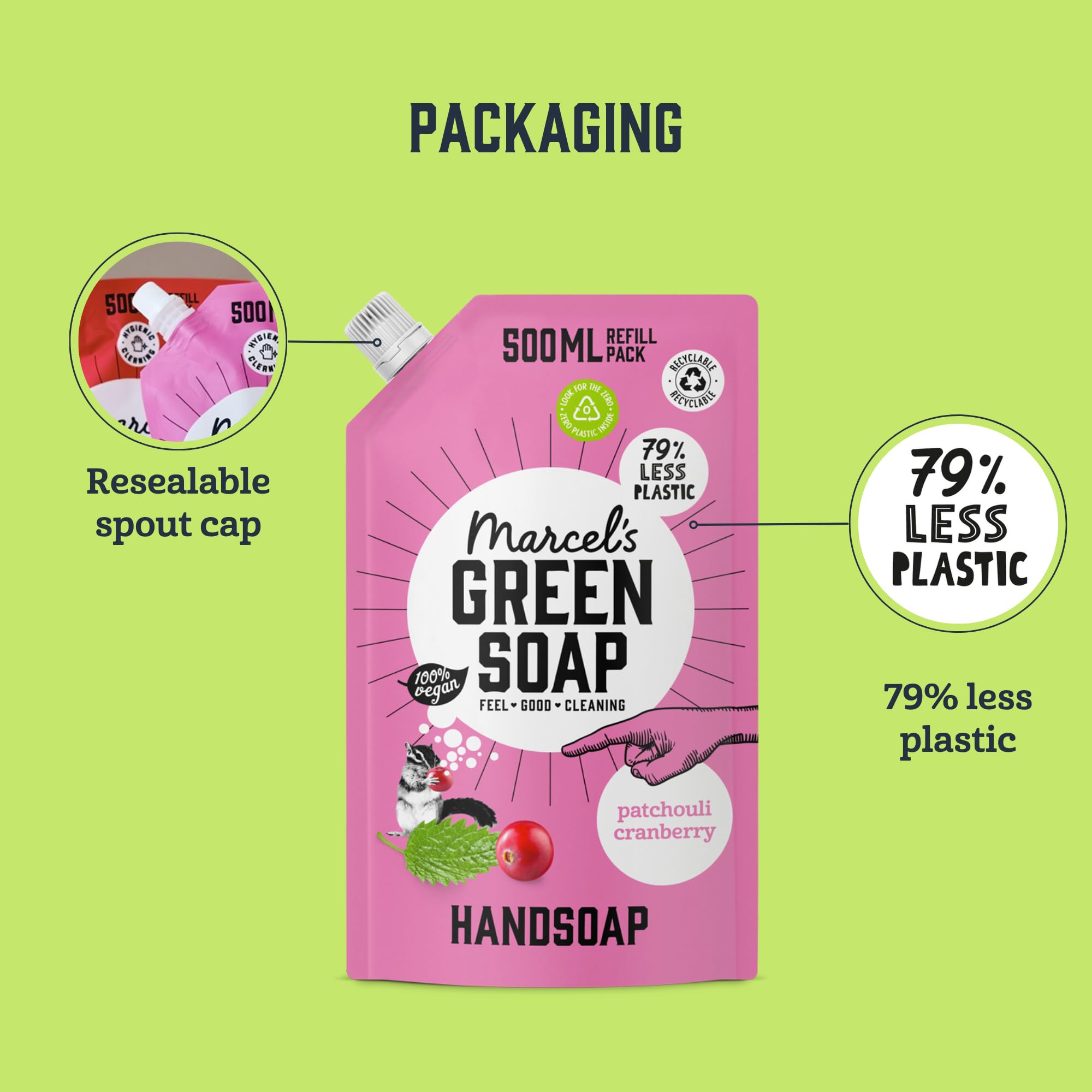 Marcel's Green Soap Hand Soap Refill Patchouli & Cranberry - 500 ml 6