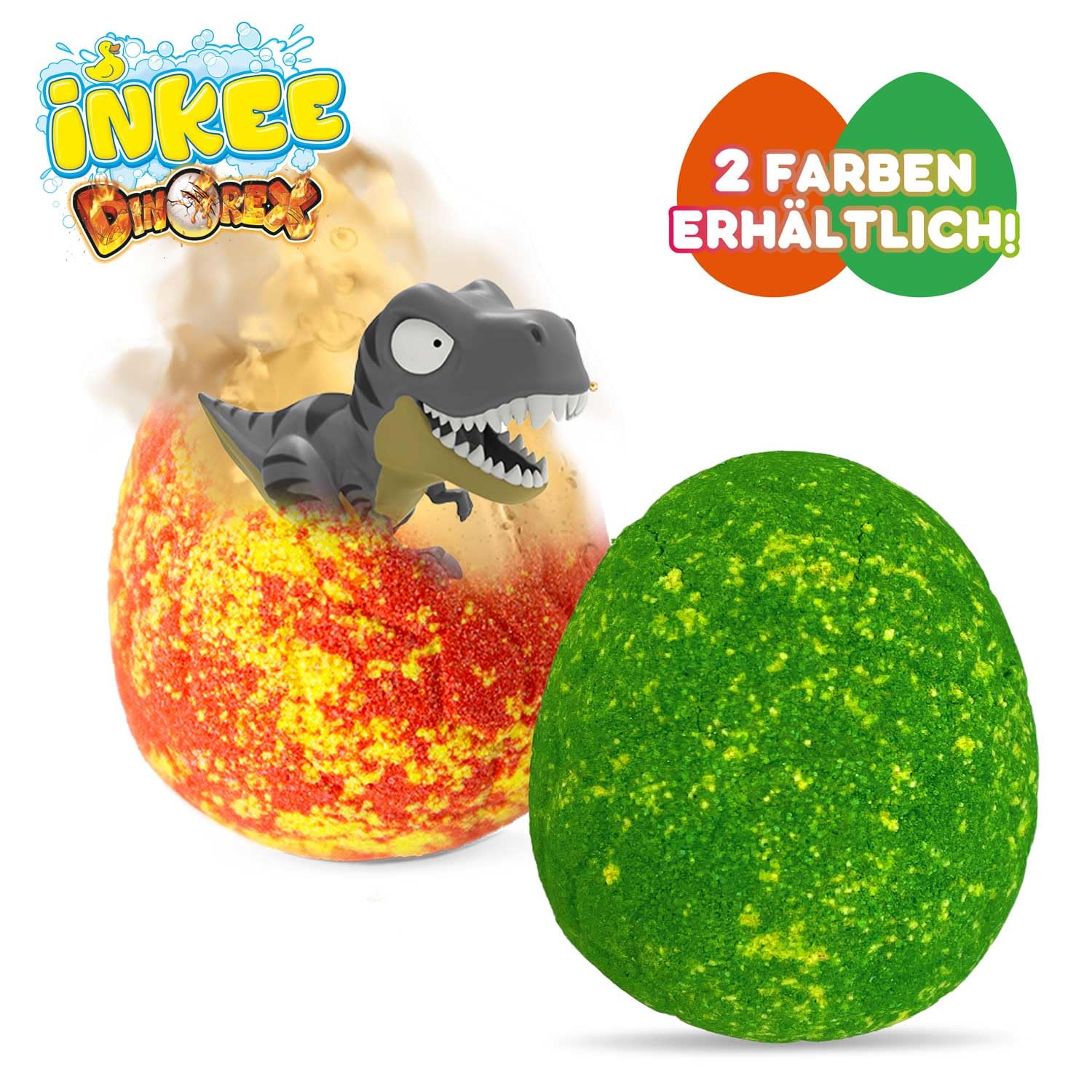 INKEE Surprise Dino Bath Bombs for Kids – 3 Pack Egg-Shaped Fizzies with Hidden Toy