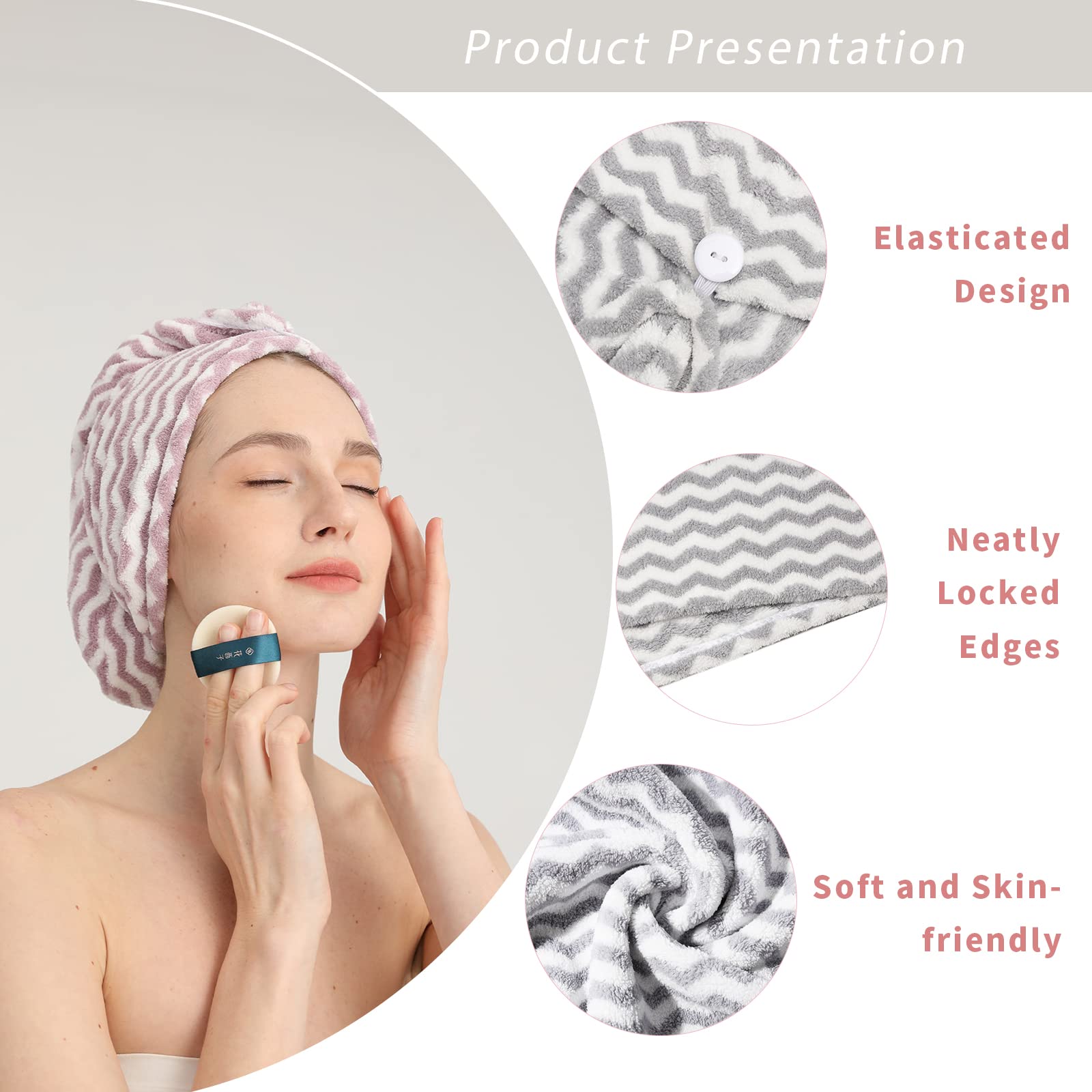 Good Nite 3 Pack Microfibre Hair Towel Wrap - Super Absorbent & Quick Drying 4