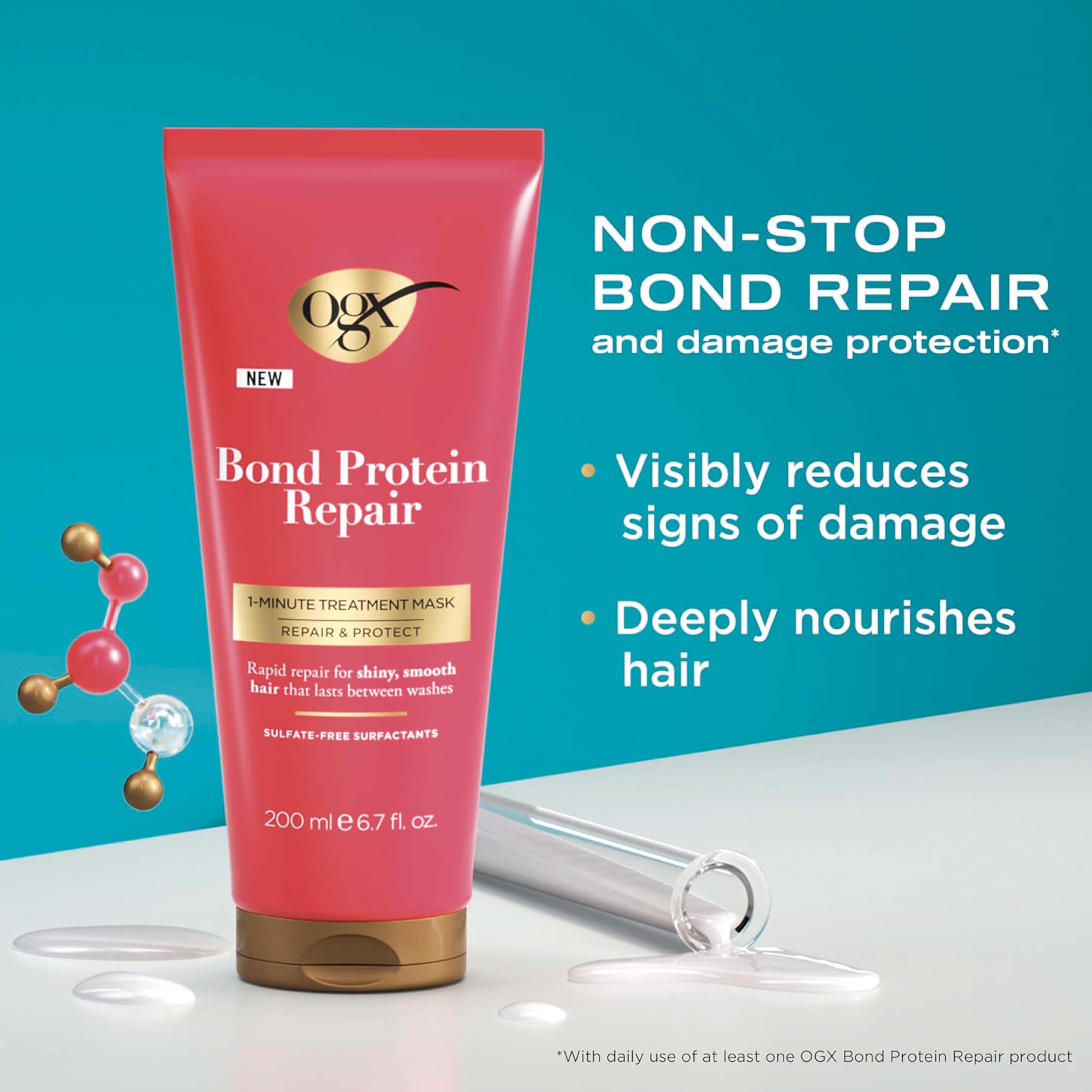 OGX Bond Protein Repair 1 Minute Treatment Mask for Rapid Repair and Shine, 200ml