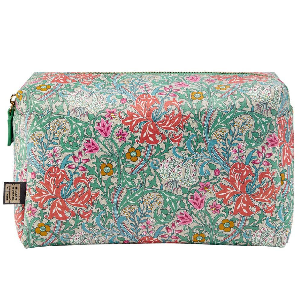 WILLIAM MORRIS AT HOME Golden Lily Vegan Leather Wash Bag | Travel Cosmetic Organizer