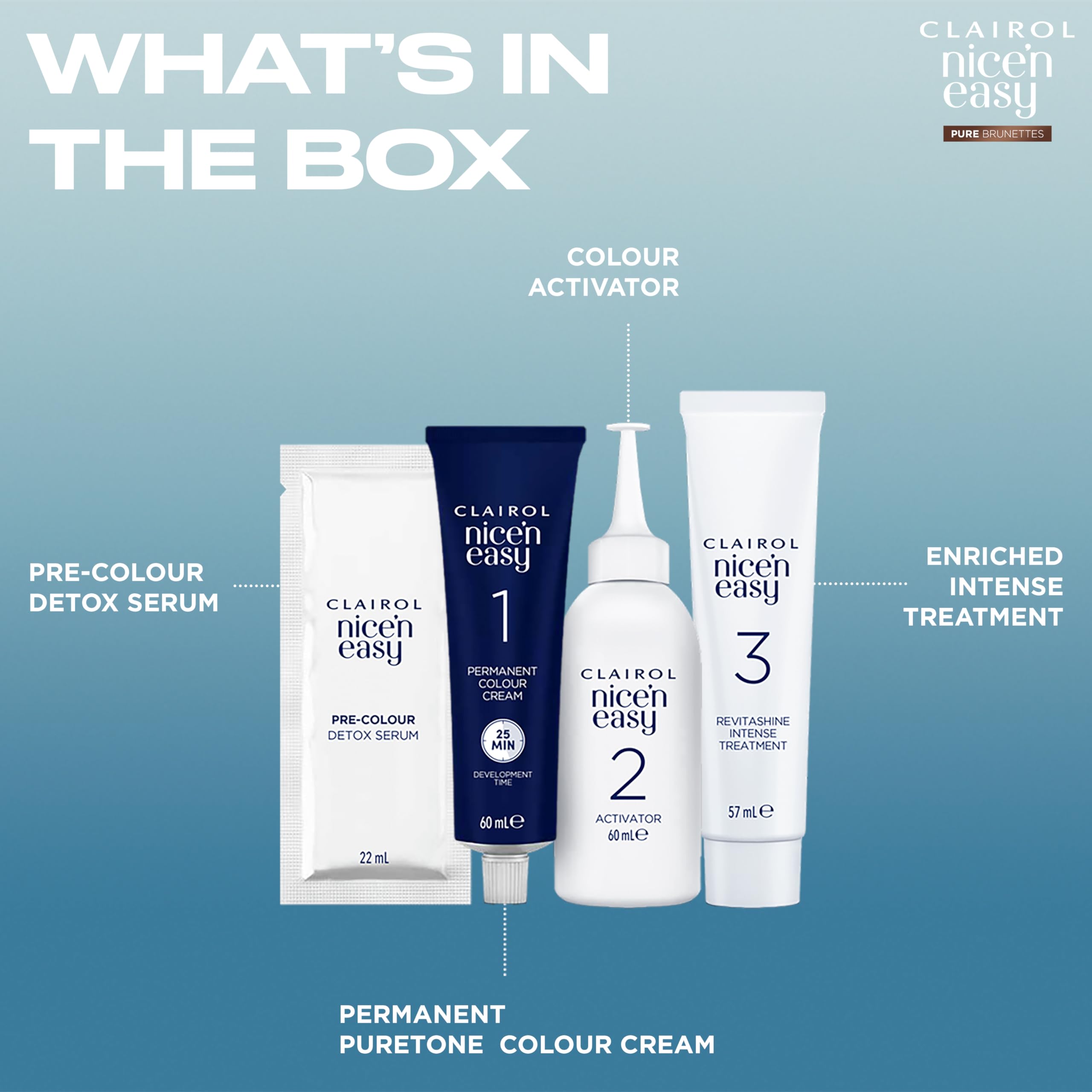 Clairol Nice n’ Easy Pure Brunettes Hair Colour 3PB Deepest Espresso Brown Permanent Dye 6