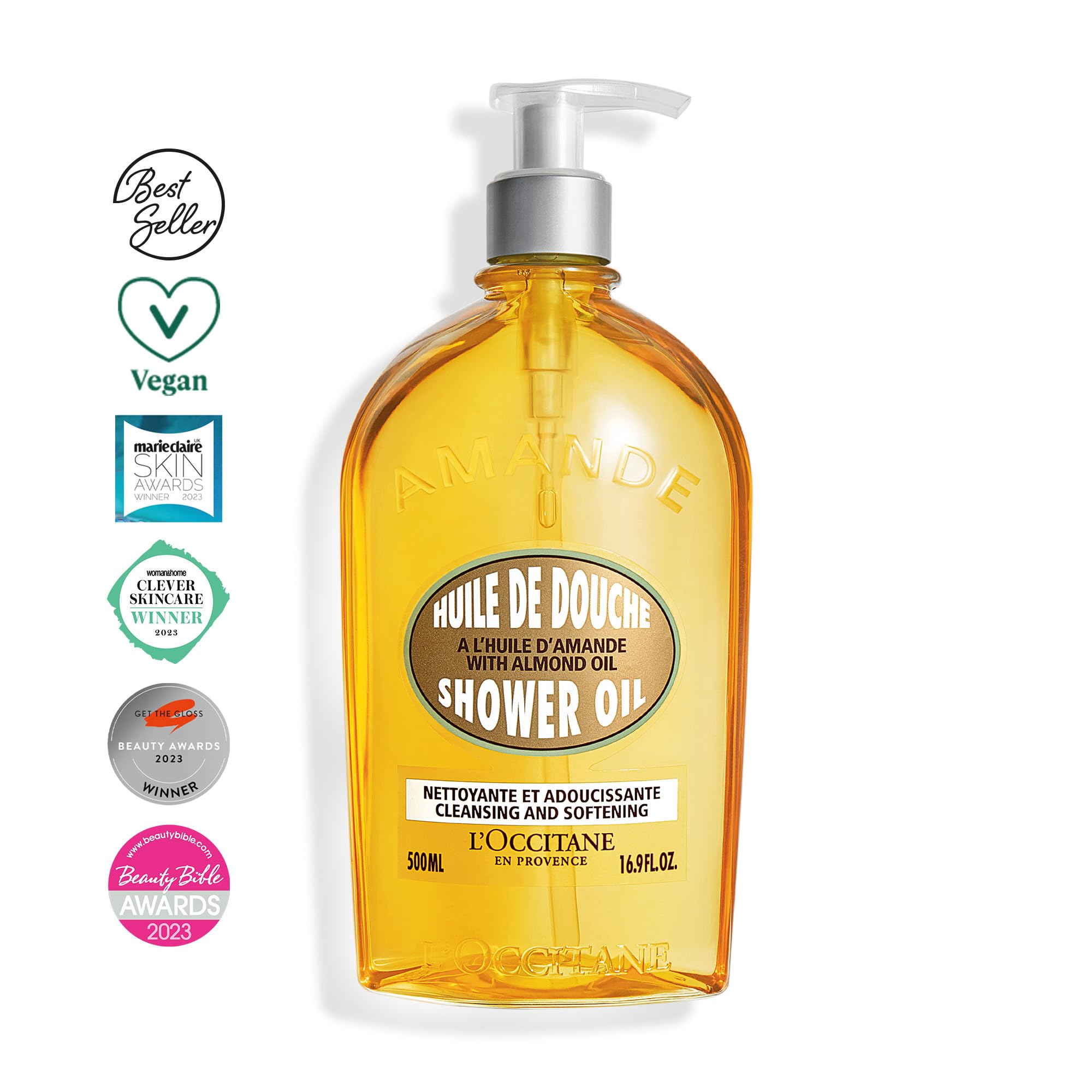 L'OCCITANE Mandel-Duschöl 500 ml, Feuchtigkeitsspendendes und pflegendes Duschgel, Vegan 10