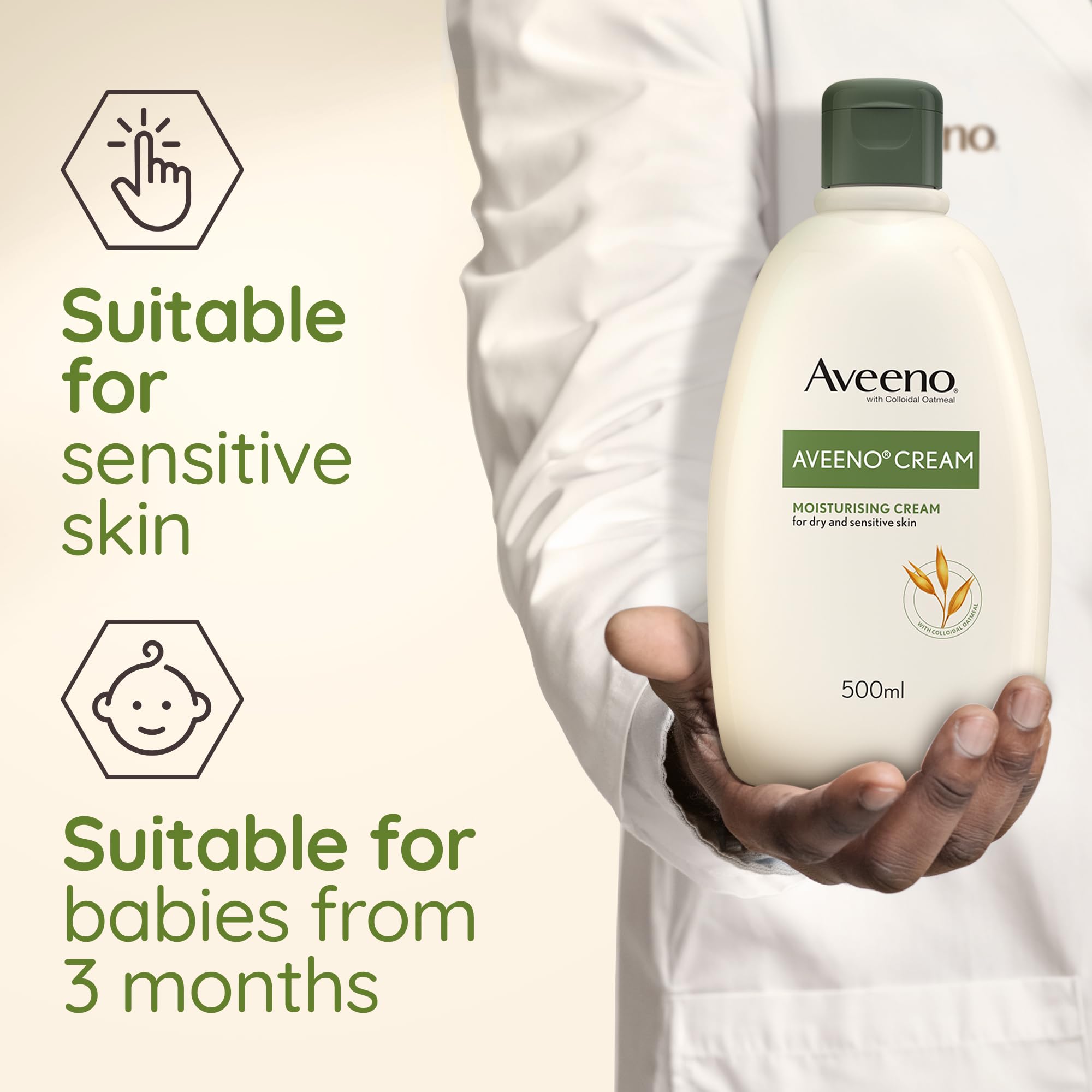 Aveeno Moisturising Cream for Dry, Sensitive Skin with Colloidal Oatmeal (500ml) 5