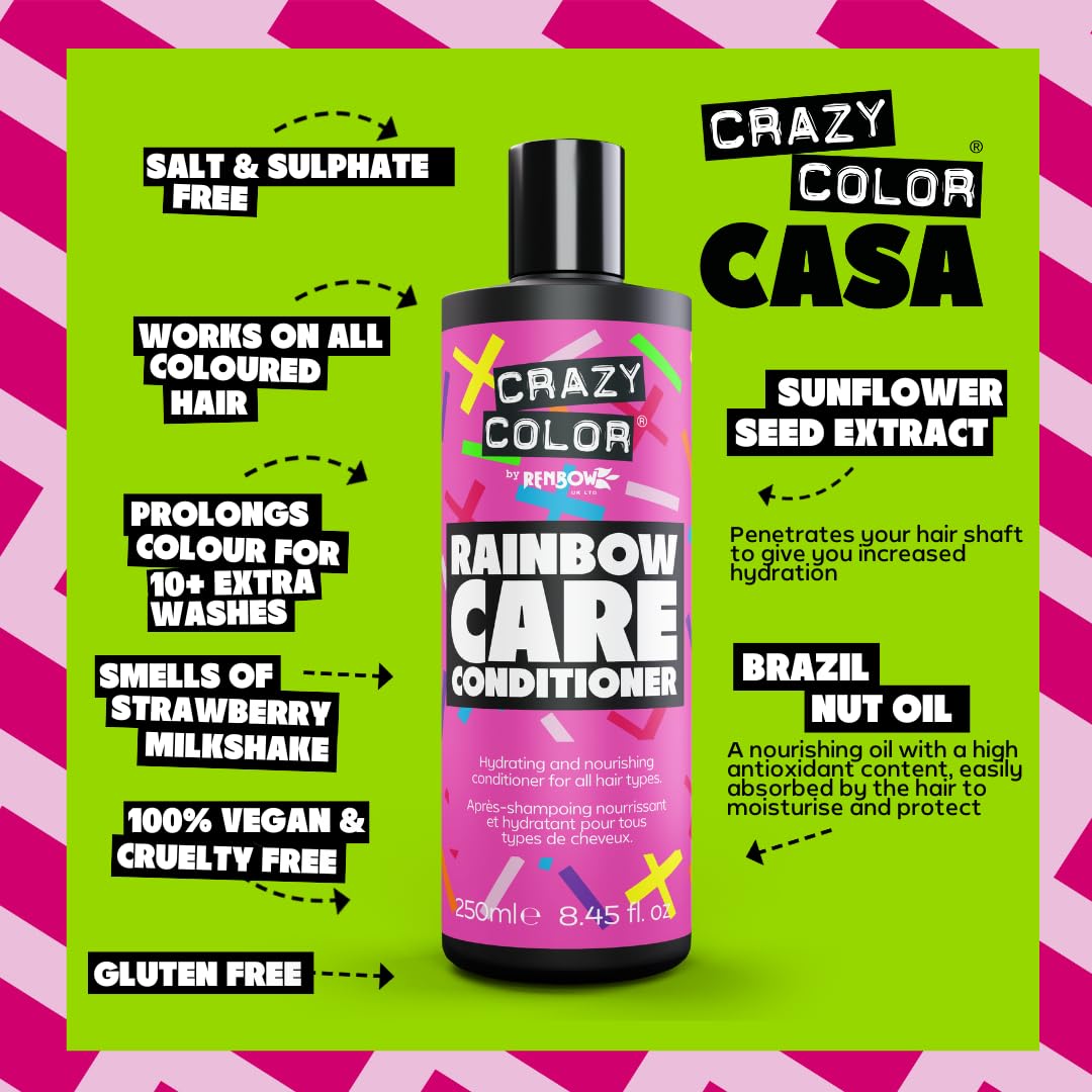Crazy Color Rainbow Colour Protect Conditioner for Dyed & Bleached Hair, Vegan & UK Made 3