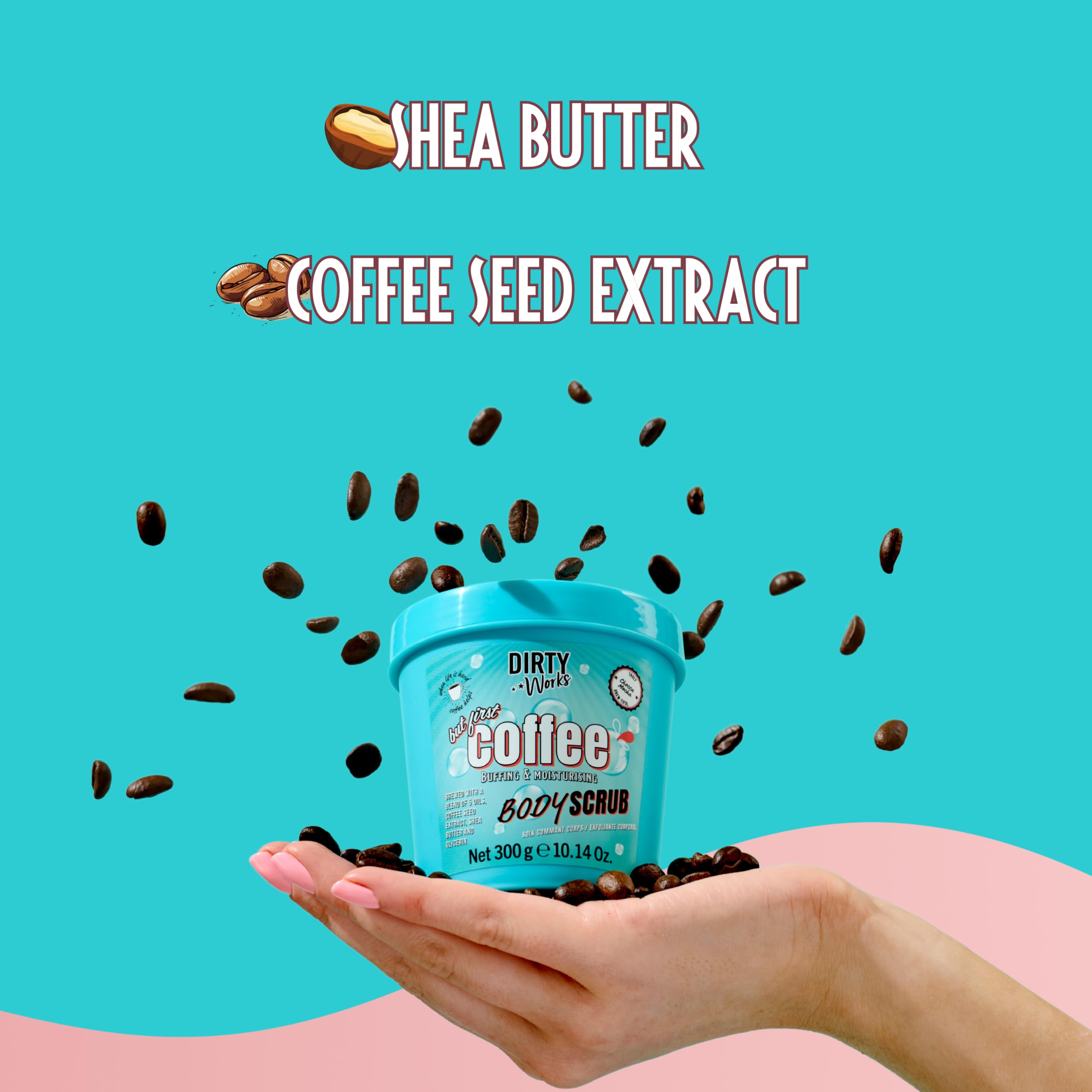 Dirty Works But First Coffee Body Scrub 300g - Exfoliating, Moisturising, Caffeine-Infused 3