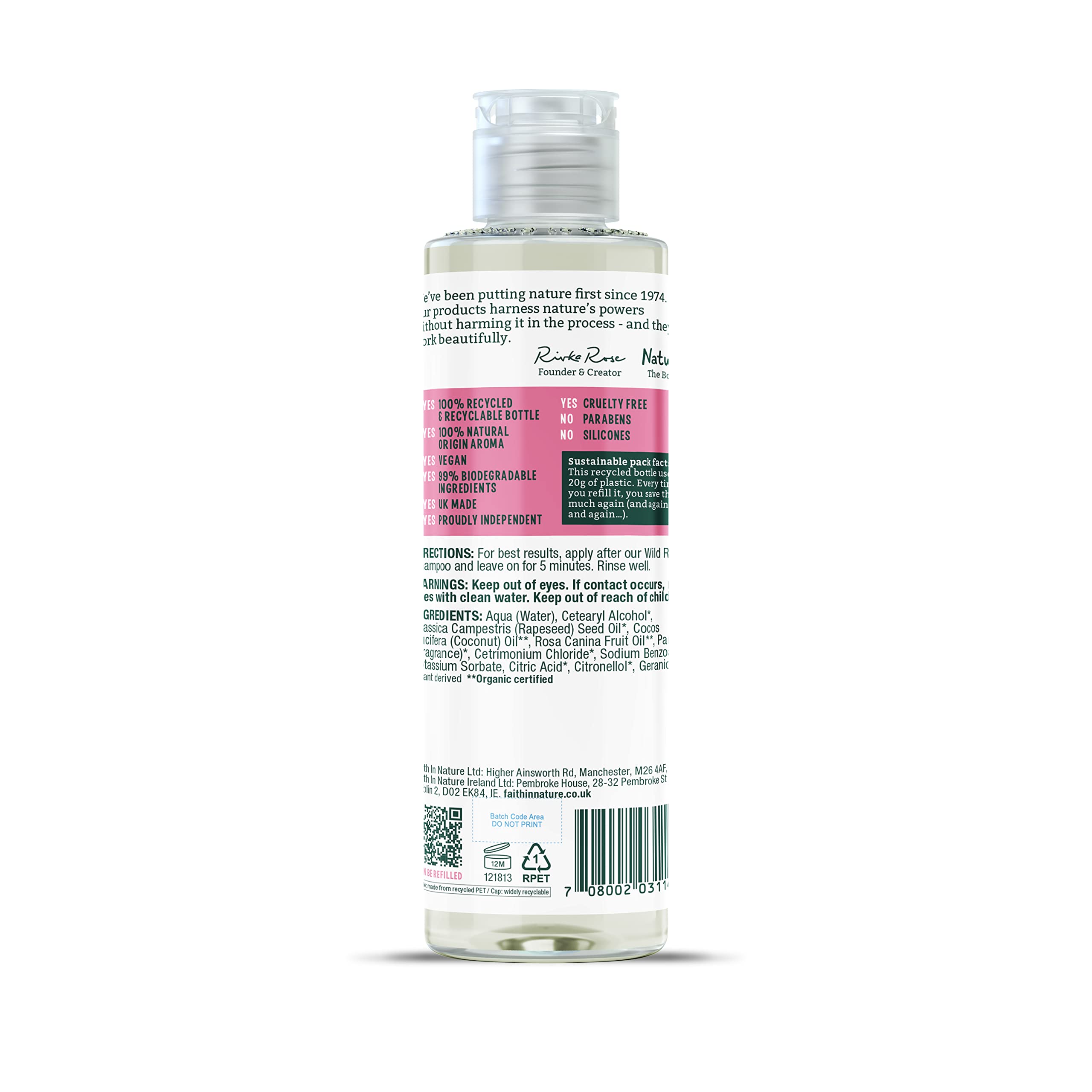 Faith In Nature Wild Rose Conditioner 300ml - Restoring, Vegan & Cruelty Free for Normal to Dry Hair 3