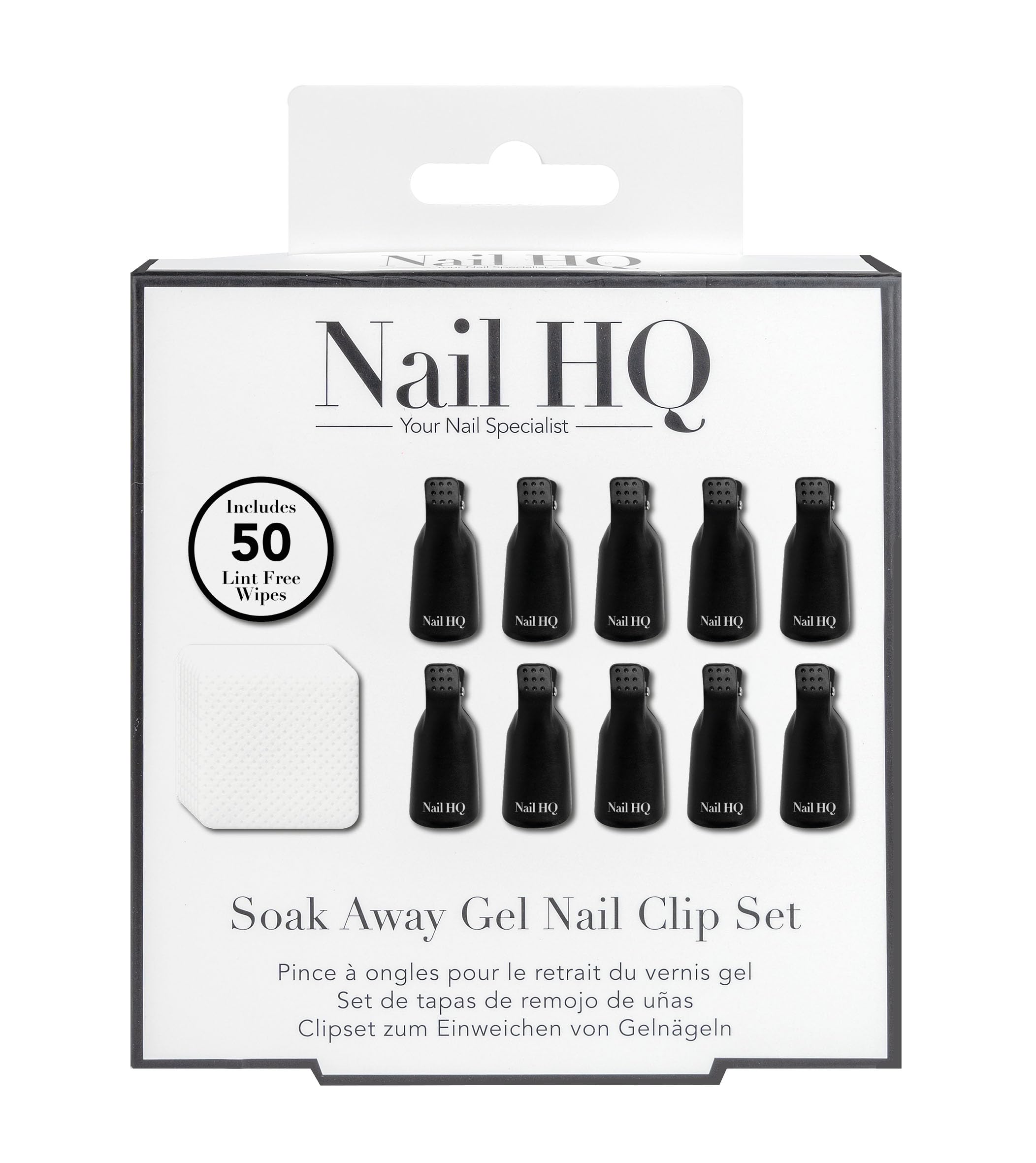 Nail HQ Soak-Off Nail Clip Kit with 10 Reusable Clips and 50 Lint-Free Wipes