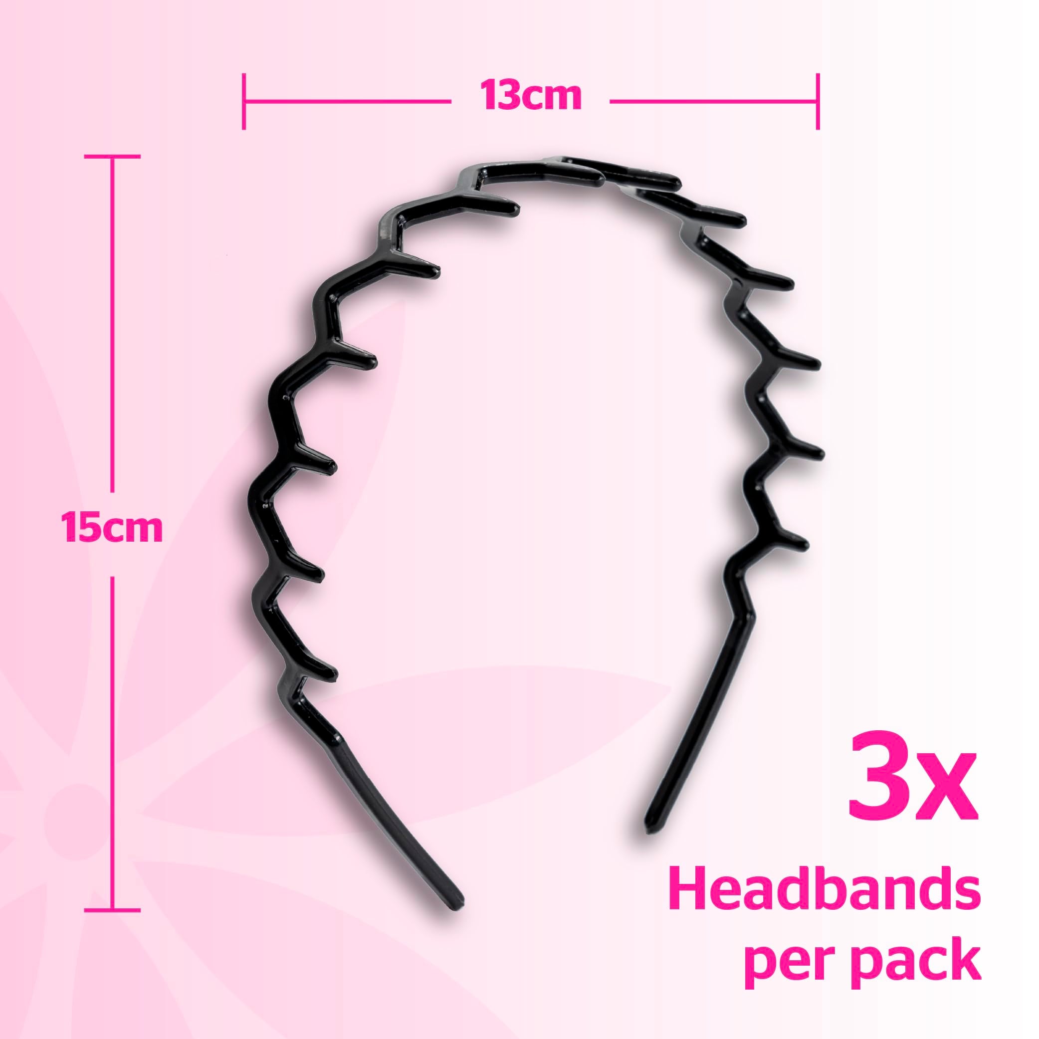 Brushworks Zig-Zag Headband 3-Pack: Shiny Black, Matte Black & Tortoiseshell 5