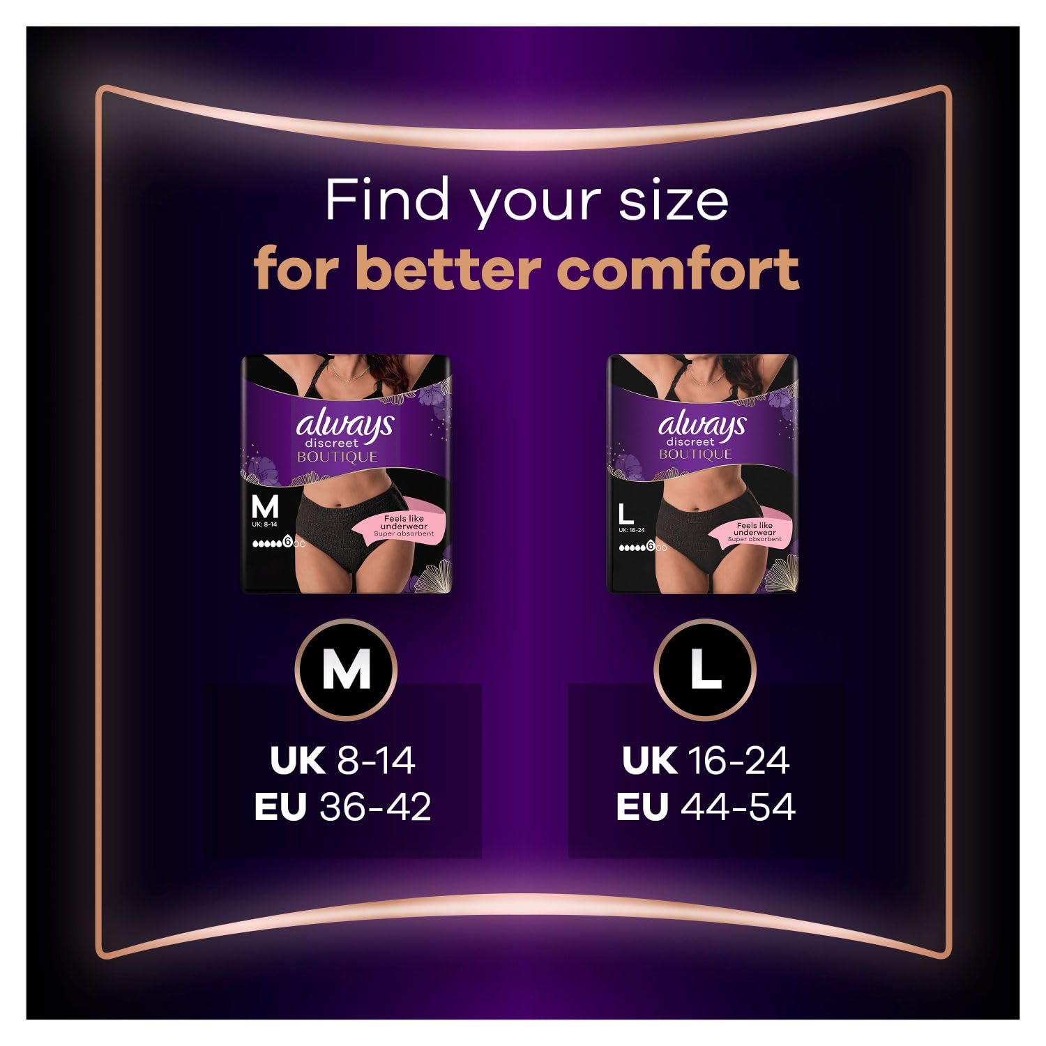 Always Discreet Boutique Incontinence Pants Plus L Black for Women (Pack of 8) 7