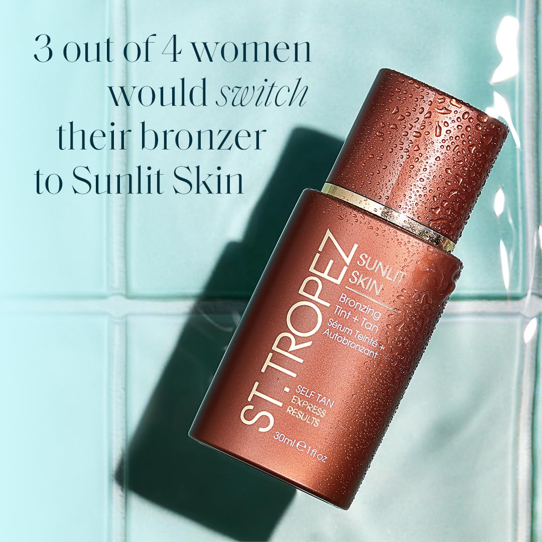 St.Tropez Sunlit Skin Self Tan Express for Face - Instant Bronzy Glow & Medium Tan 8