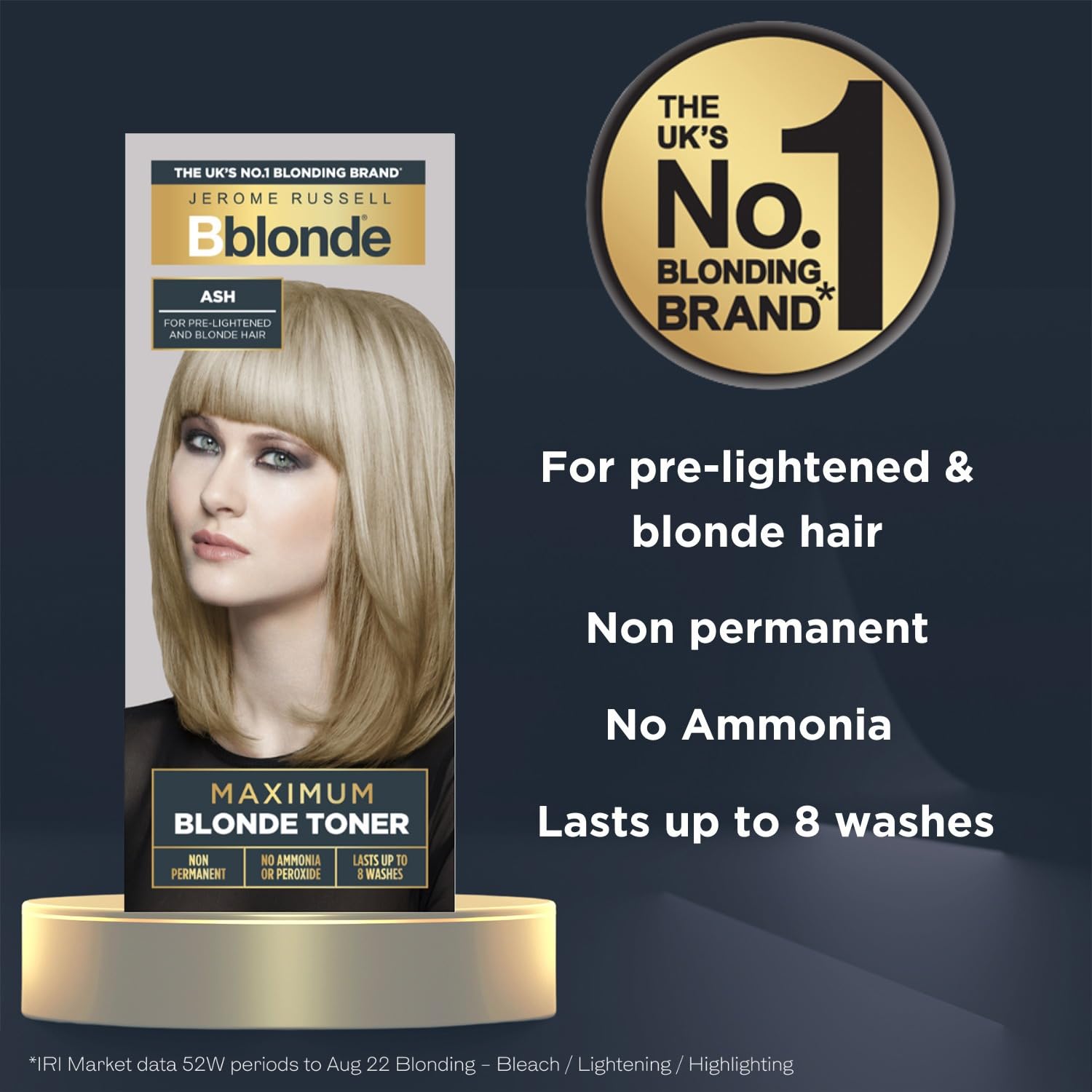 Jerome Russell Bblonde Ash Maximum Blonde Toner - Non-Permanent, Ammonia/Peroxide Free, Lasts 8 Washes, 75ml