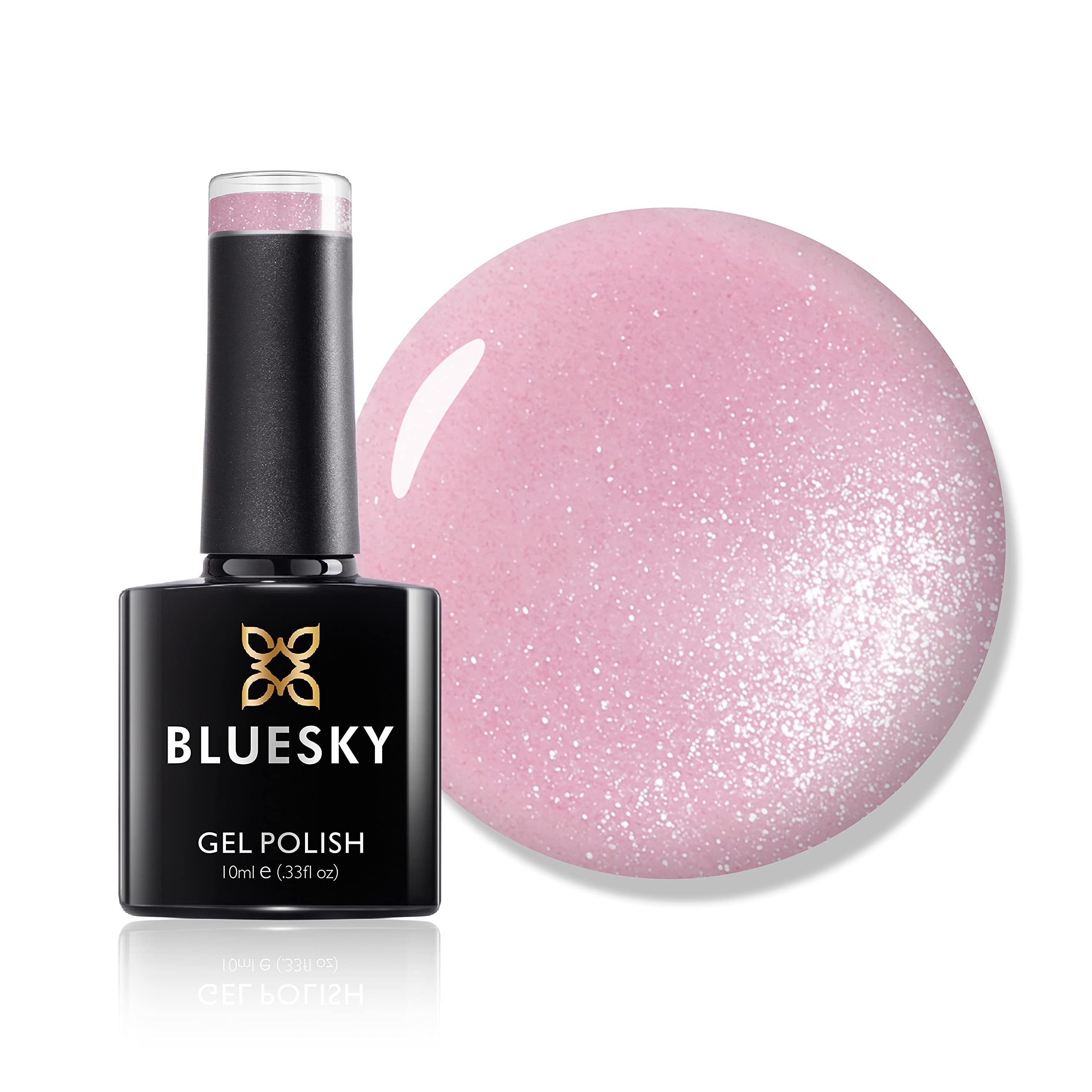 BLUESKY Gel Nail Polish - Grapefruit Sparkle 80546, Light Pink, 10 ml, High-Gloss Wear