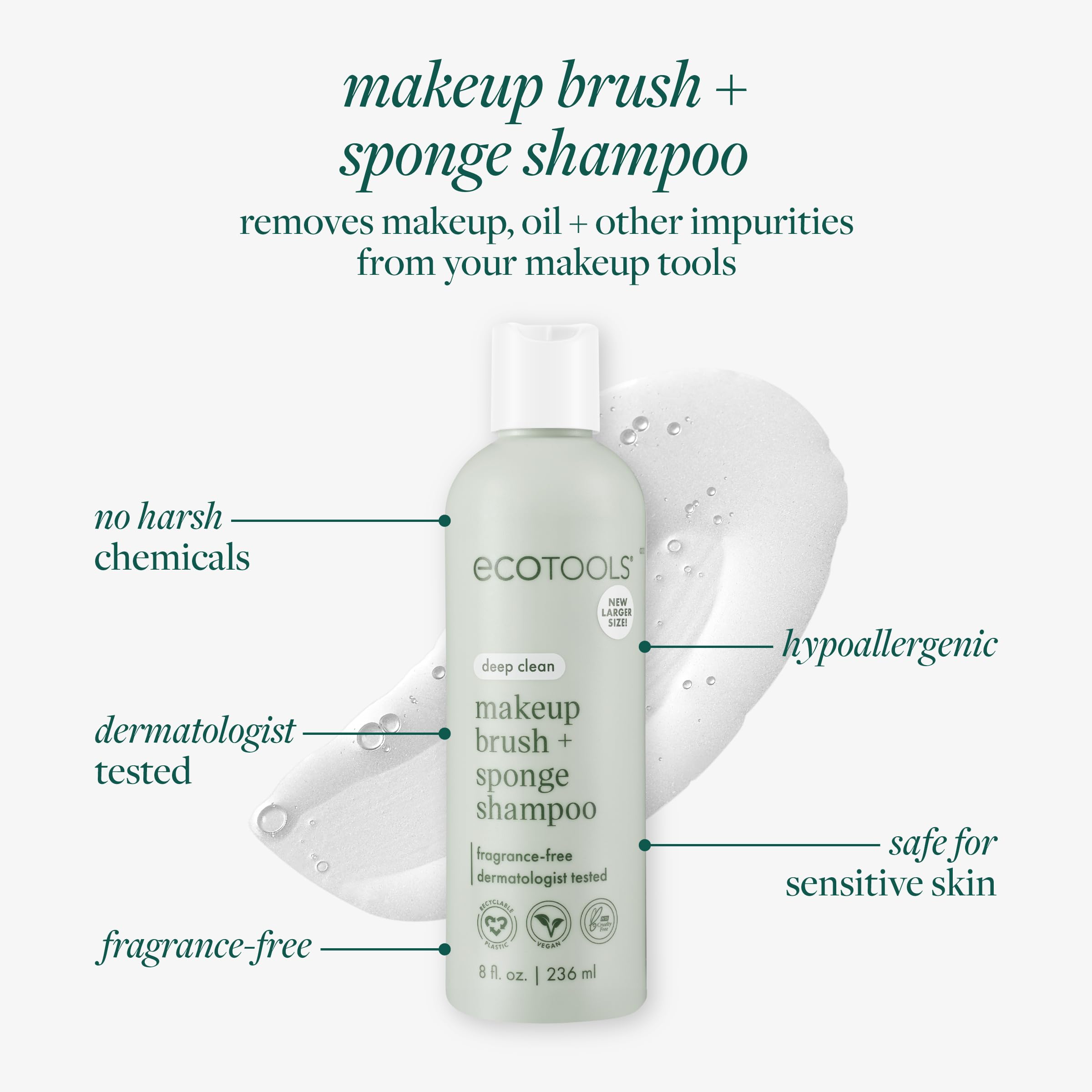 EcoTools Makeup Brush Shampoo Cleansing Gel for Makeup Tools, 177ml 3