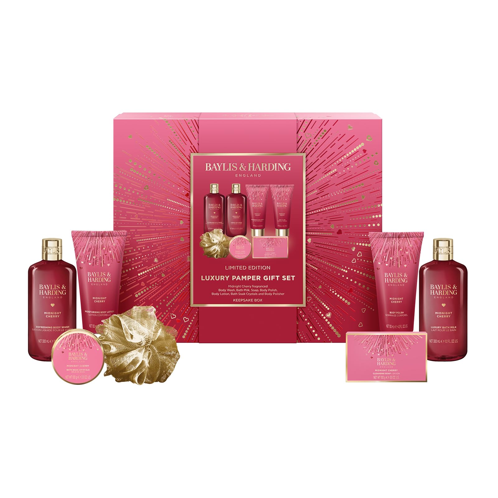 Baylis & Harding Midnight Cherry Luxury Pamper Gift Set - Vegan Friendly