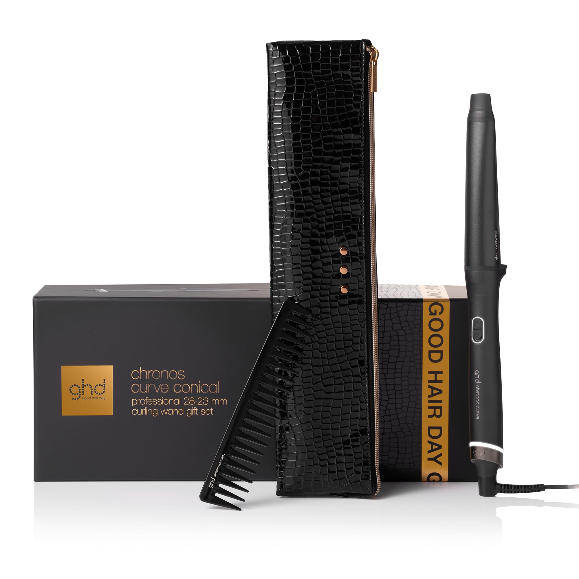ghd Chronos Curve Conical Wand Festive Gift Set - Hair Curler with Paddle