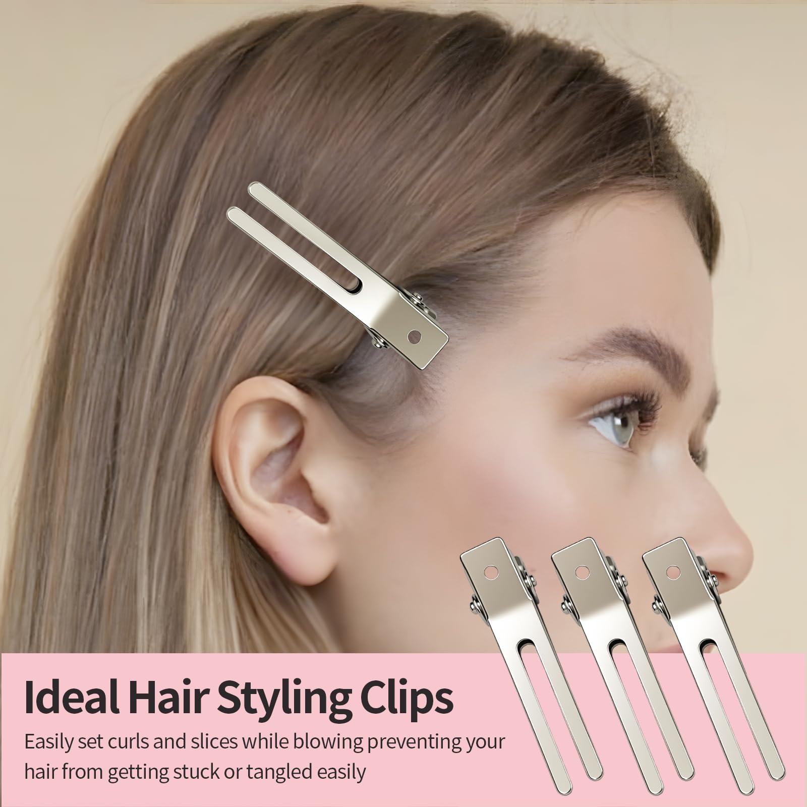 MOXYOY 25 PCS Silver Alligator Hair Clips for Styling - Rustproof Metal Duck Bill Clips 7