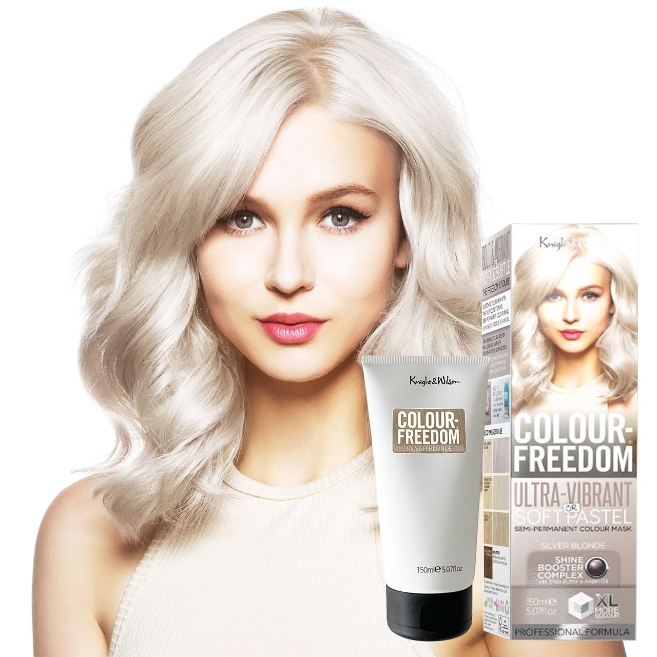Knight & Wilson Colour-Freedom Silver Blonde Semi-Permanent Hair Colour Mask 150ml Vegan Ammonia Free