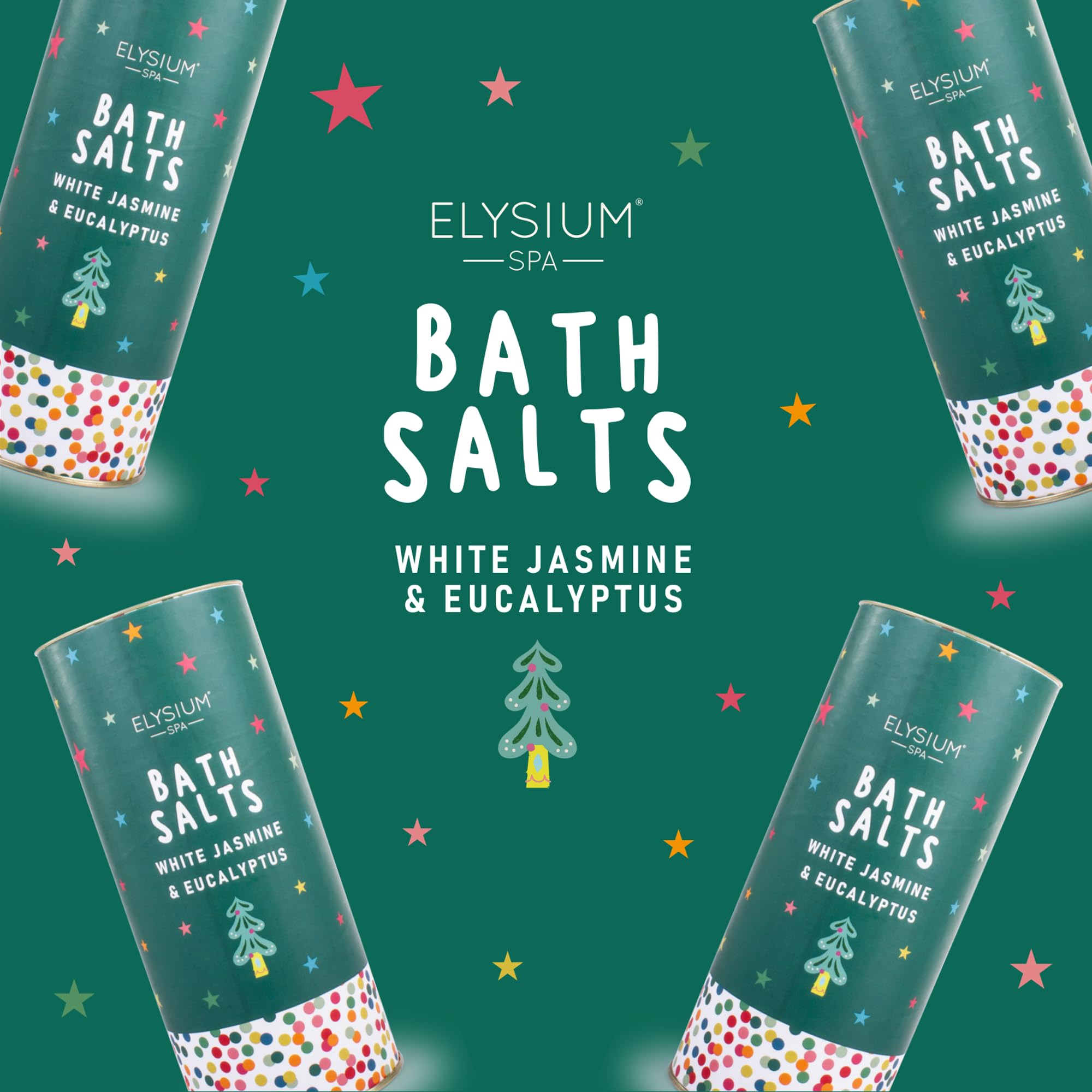 Elysium Spa Festive Bath Salts (600g) - Bergamot, Vetiver, Jasmine & Eucalyptus