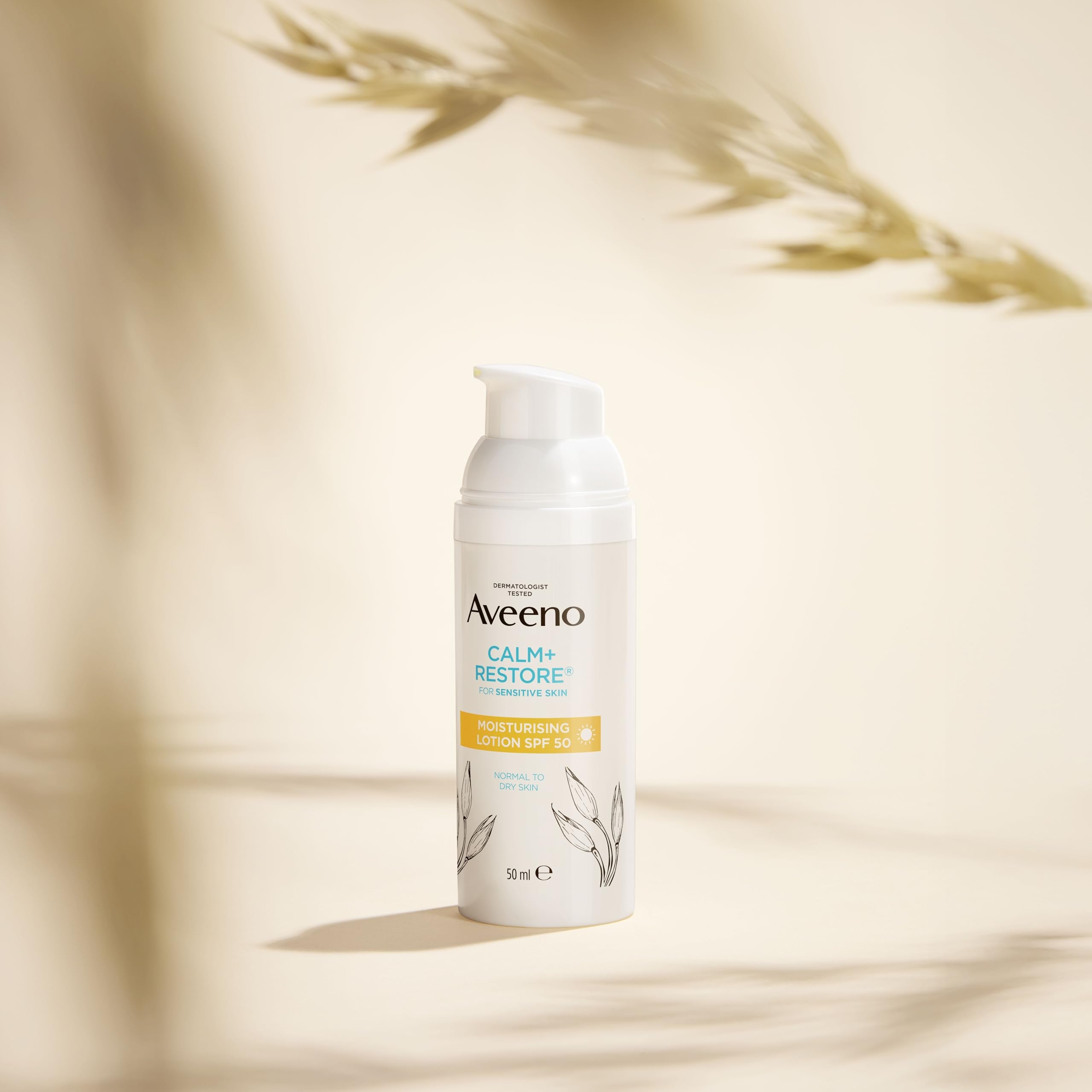 Aveeno Face CALM+RESTORE Moisturising Lotion SPF 50 - 50ml, Lightweight Hydration 8