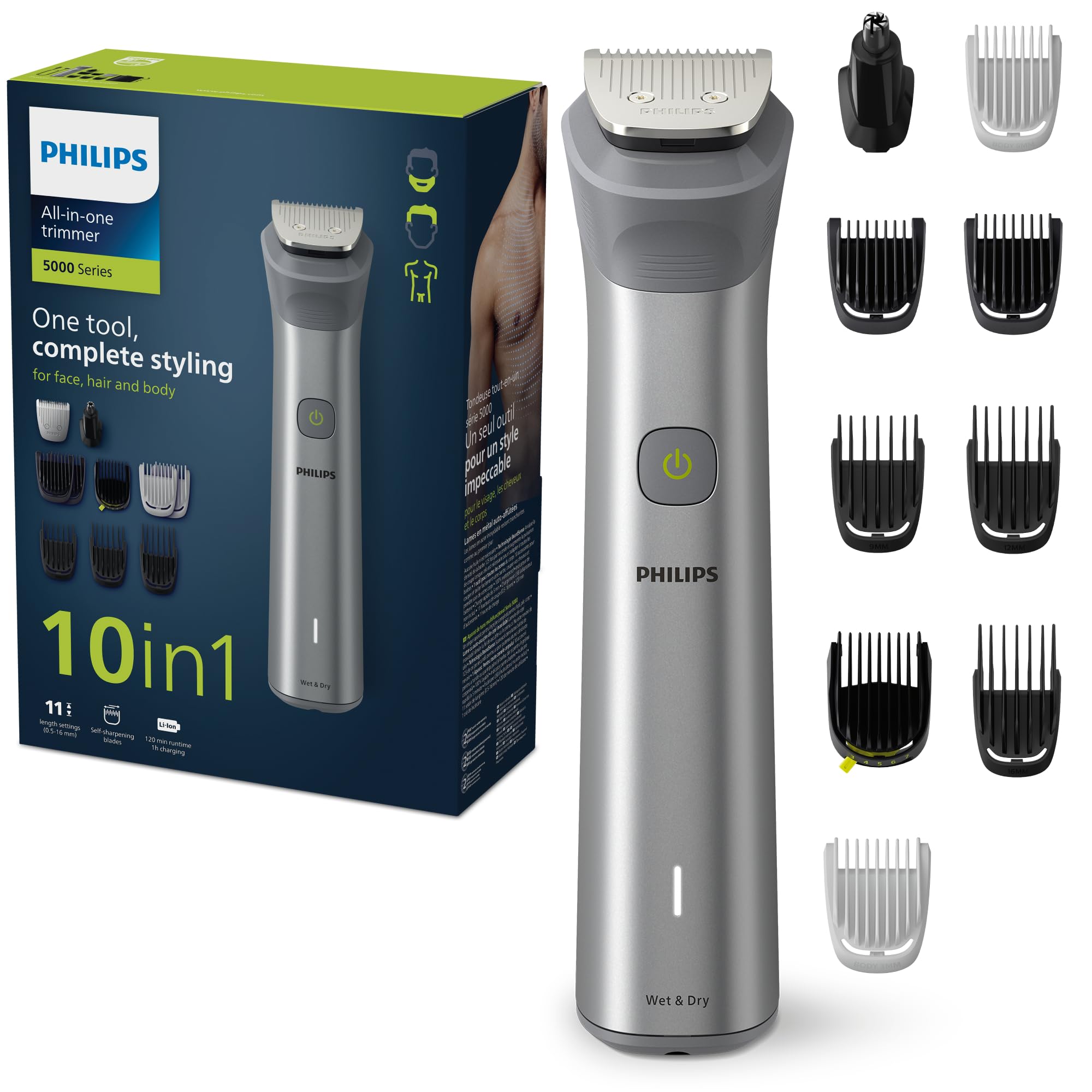 Philips Multigroom 5000 Series All-in-One Shaver, Beard & Hair Trimmer with 12 Tools