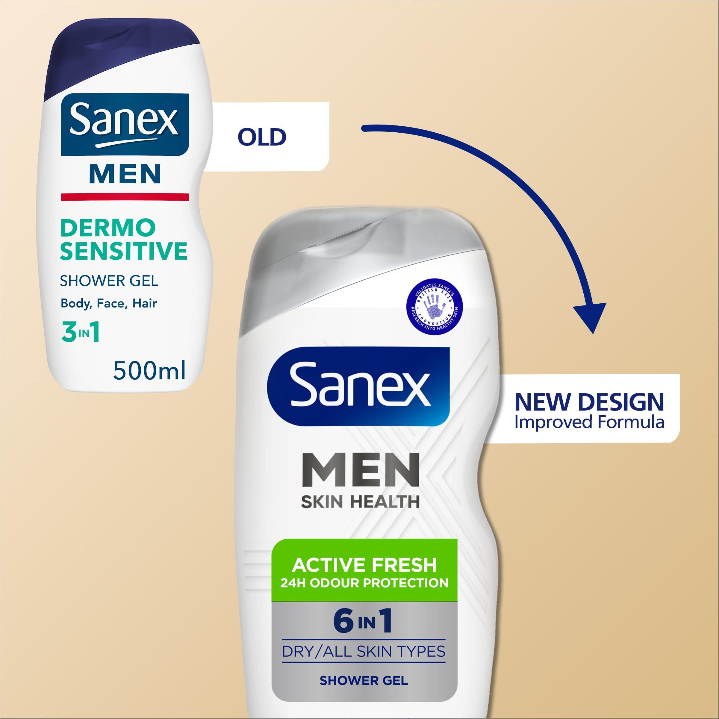 Sanex Men Skin Health Active Fresh Duschgel 400 ml x 6 – Duschgel für trockene Haut 3