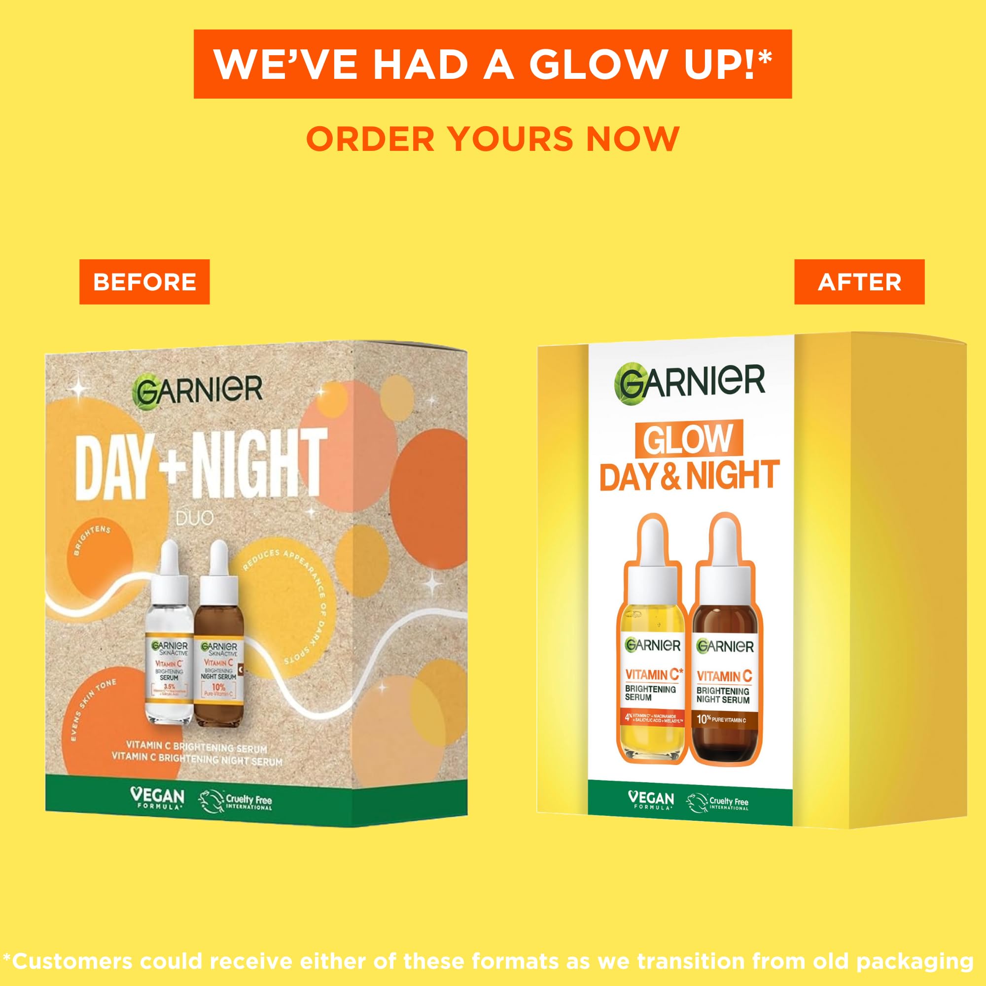 Garnier Vitamin C Day & Night Face Serum Gift Set - Brightens Skin & Reduces Dark Spots