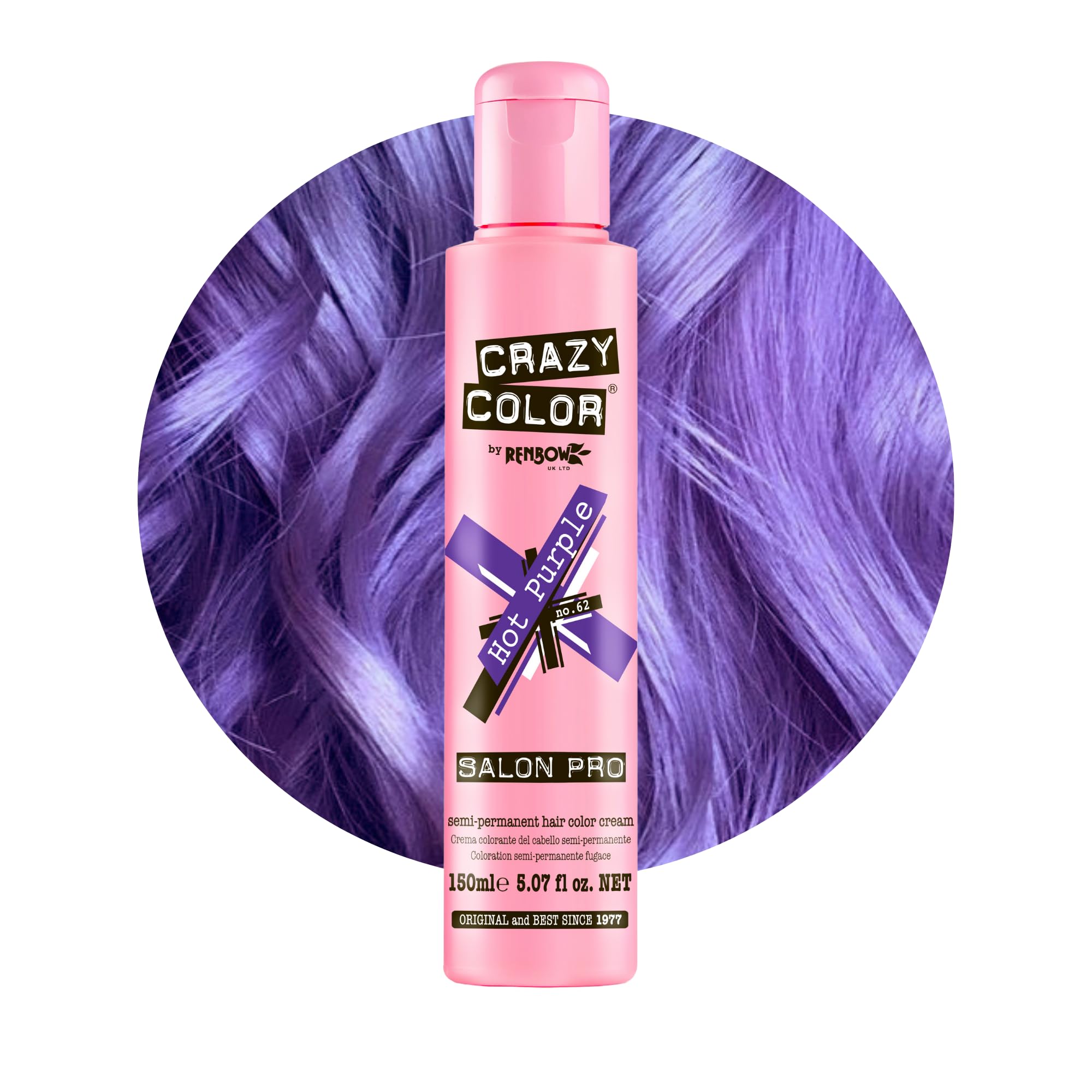 Crazy Color Hot Purple Semi-Permanent Hair Dye - Highly Pigmented & Vegan Formula