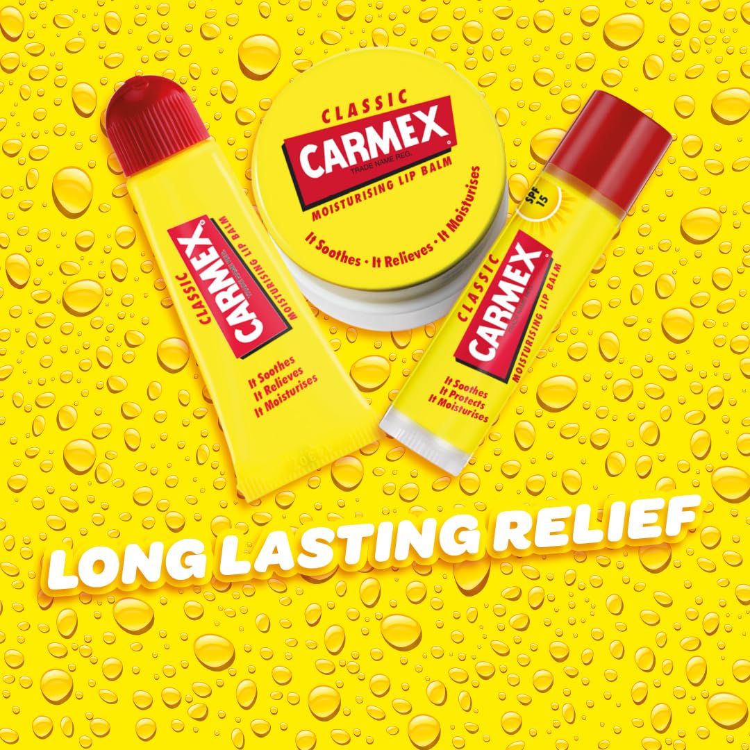 Carmex Classic Lip Balm Set (Stick, Pot & Tube) with SPF 15 for Intense Hydration 5