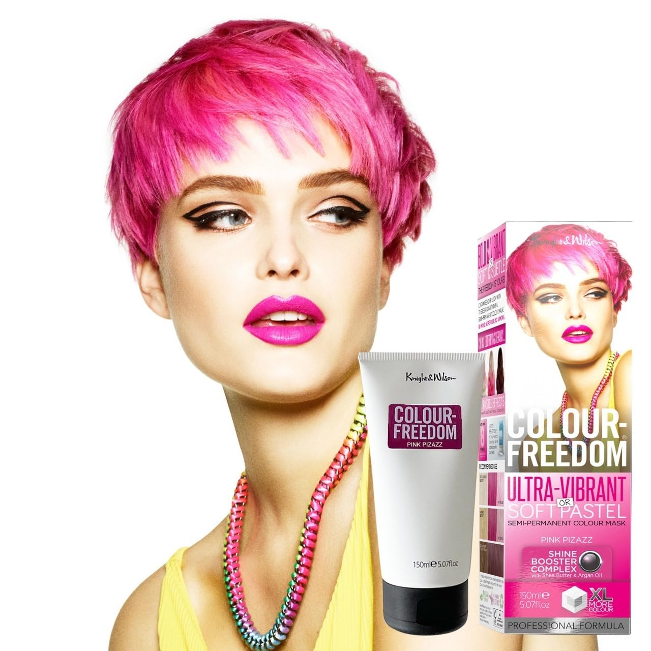 Knight & Wilson Colour-Freedom Pink Pizazz Semi-Permanent Hair Colour 150ml - Vegan Friendly