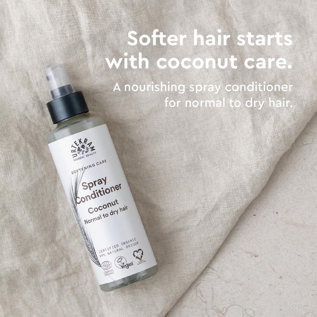 Urtekram Coconut Spray Conditioner - Natürliche, organische Pflege für normales bis trockenes Haar, 250 ml / 8,5 fl oz (1er-Pack)
