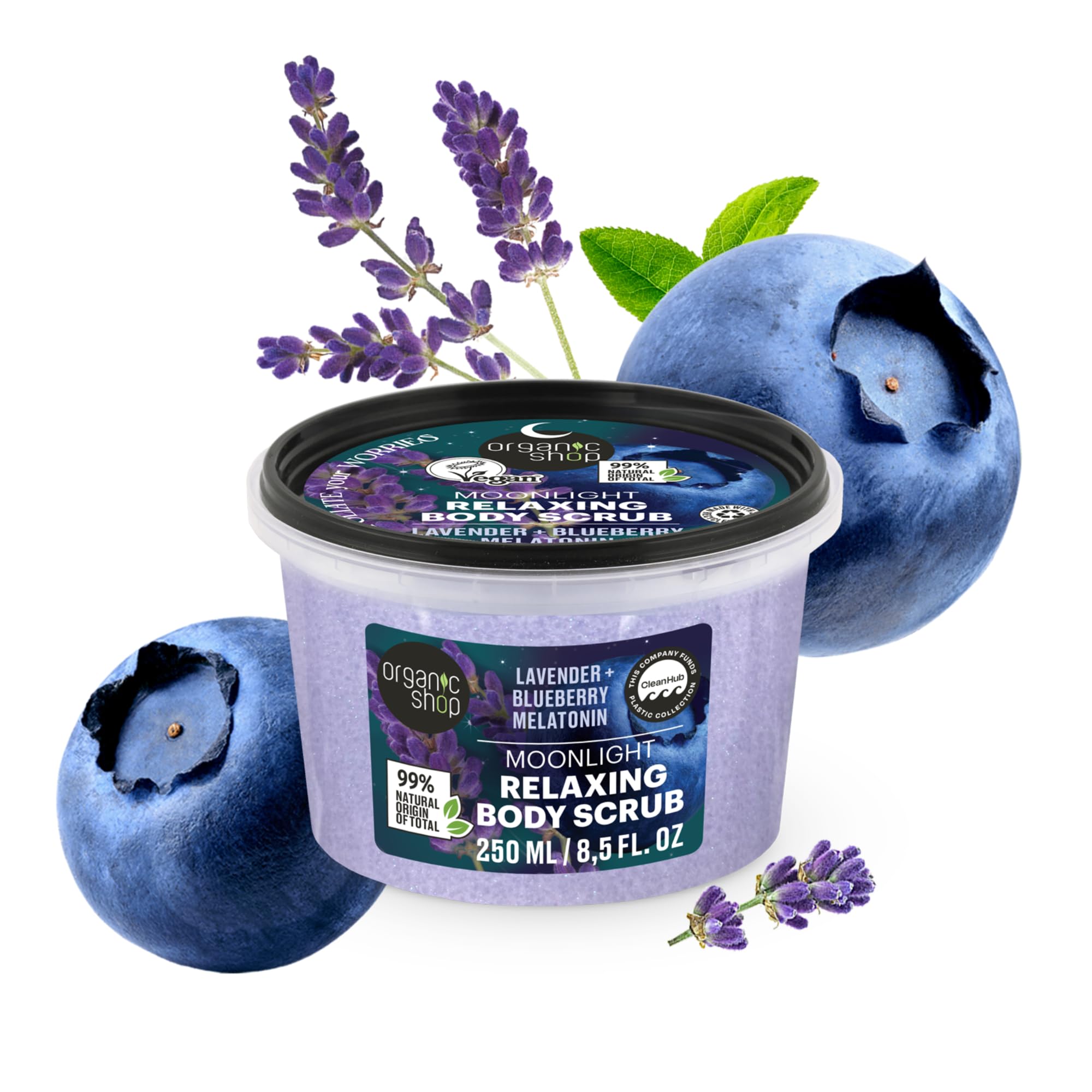 Organic Shop Moonlight Relaxing Body Scrub with Lavender, Blueberry & Melatonin (250ml) 3