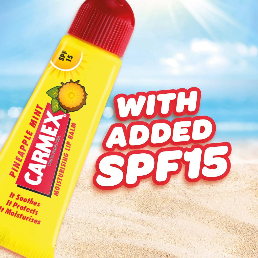 Carmex Moisturising Lip Balm Tube with SPF 15 - Pineapple Mint, 11.6ml 9