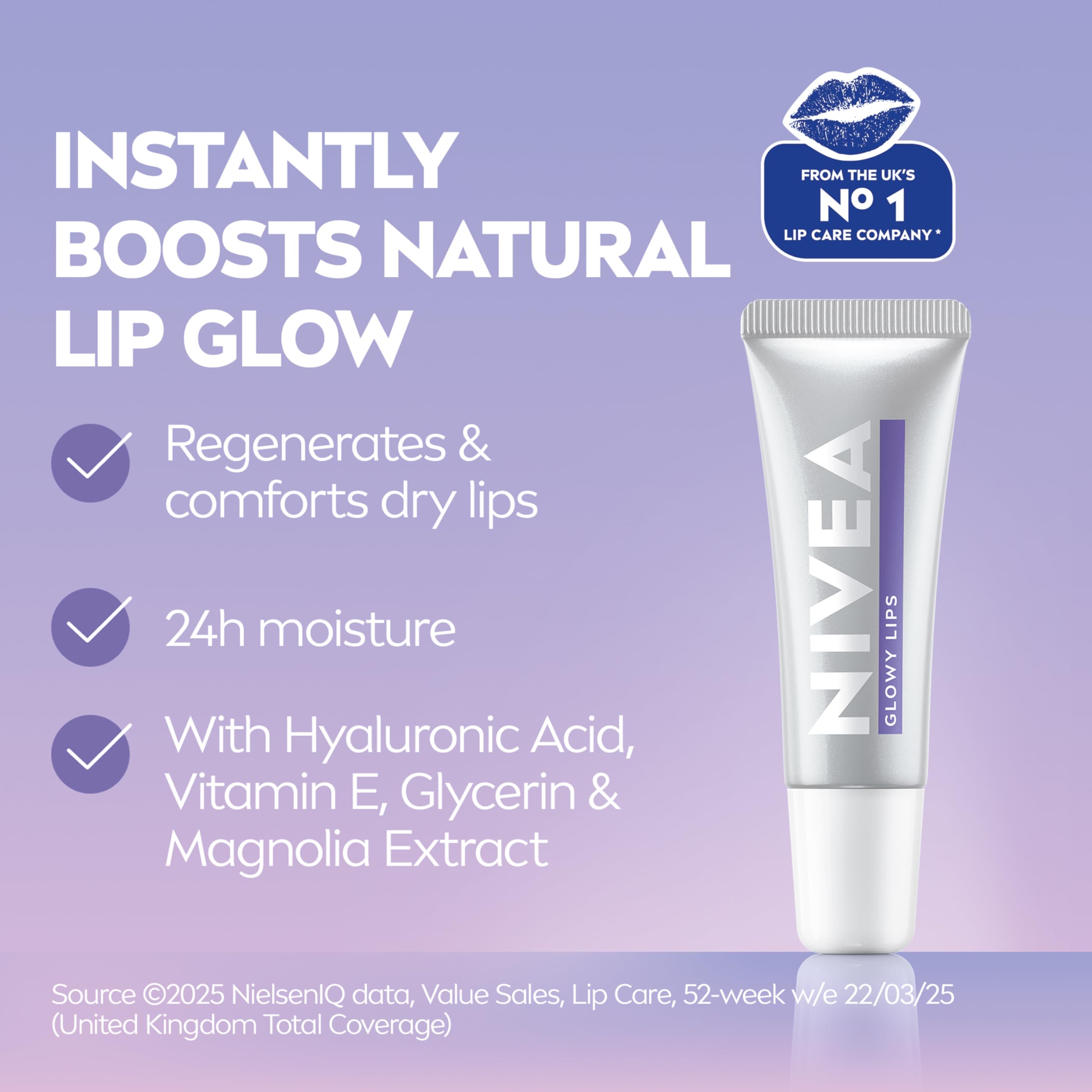 NIVEA Lip Hyaluron Glowy Lips Tube Original (10ml) - Hydrating Balm with SPF 30 3