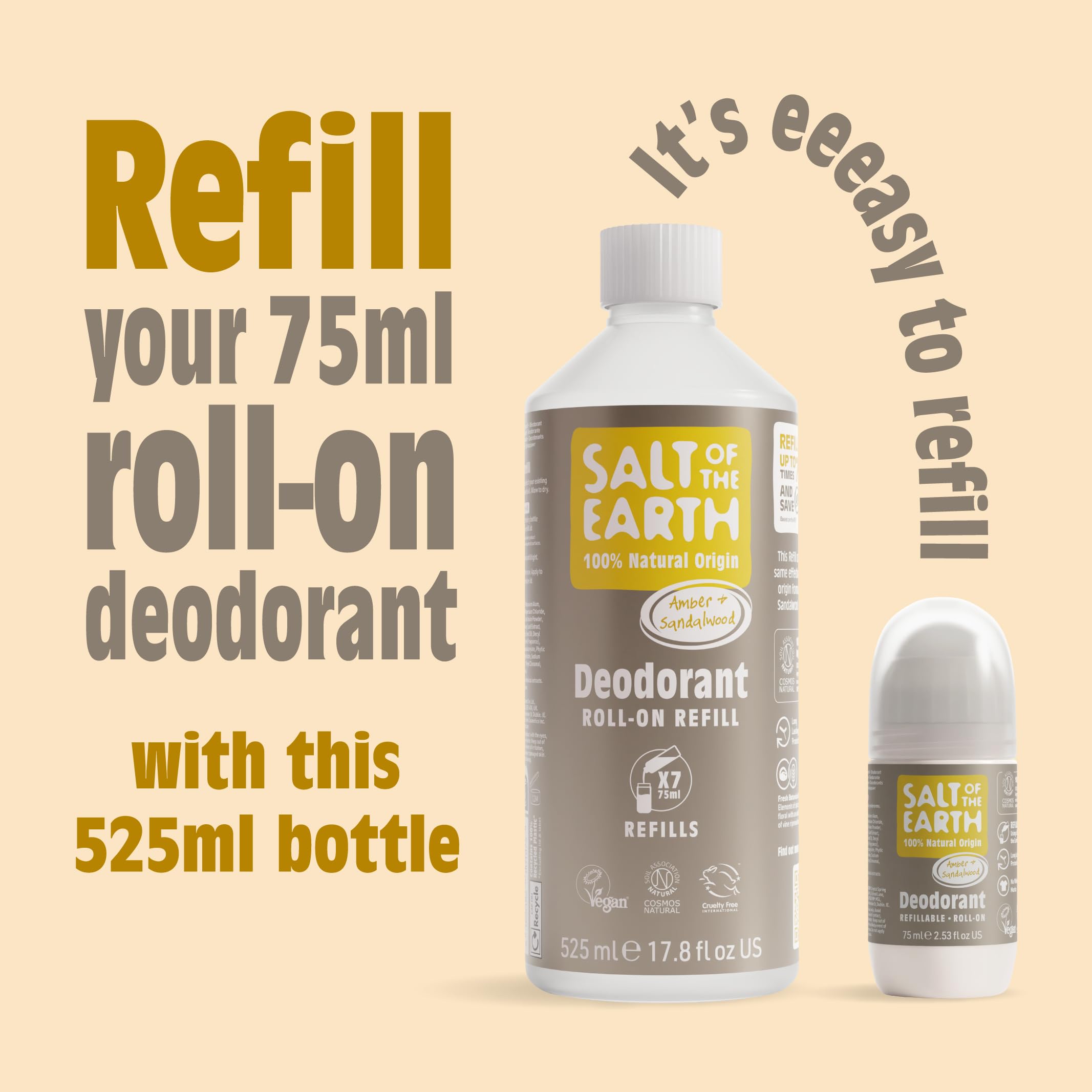 Salt of the Earth Amber & Sandalwood Natural Deodorant Roll-On Refill (7 Uses) 6