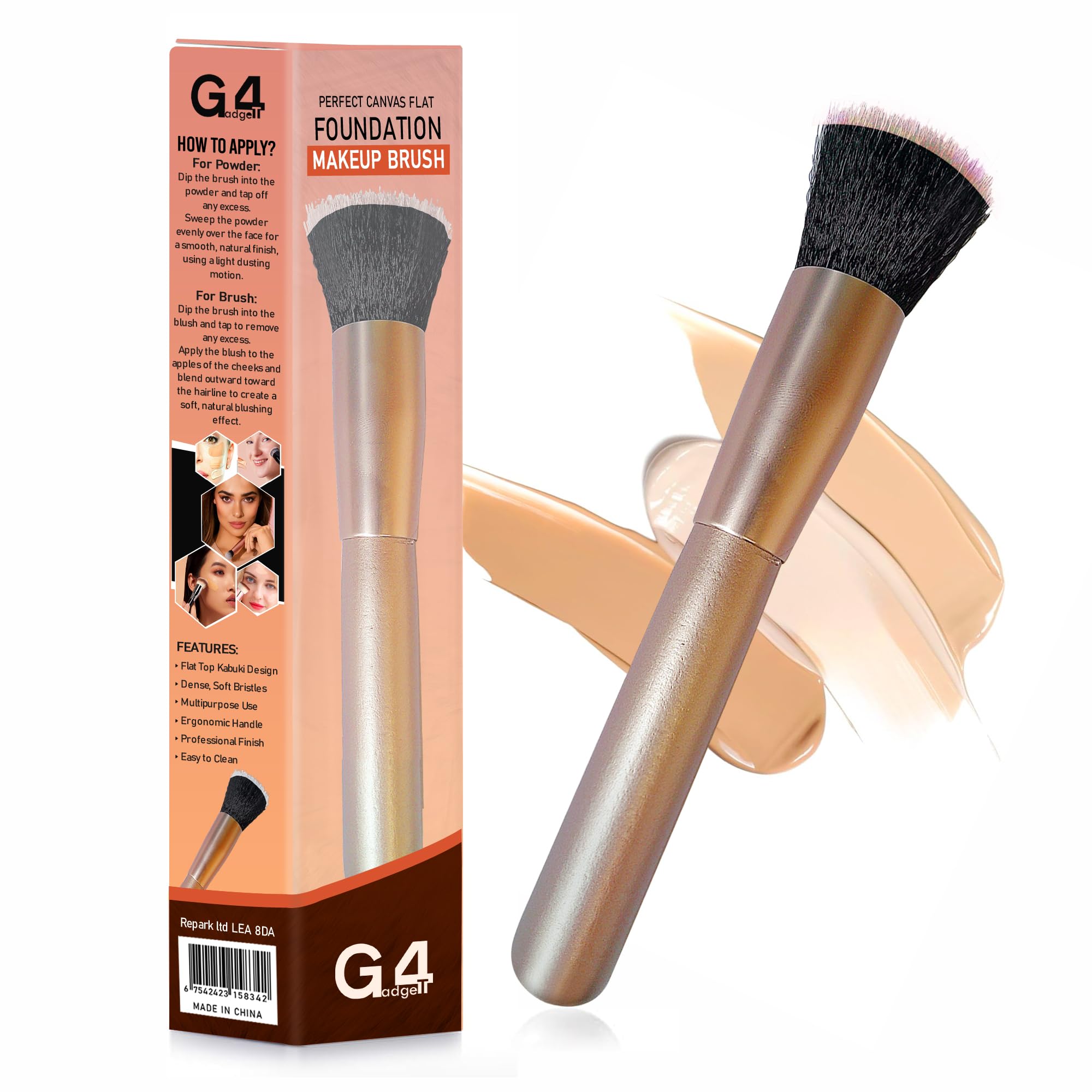 G4GADGET Flat Top Kabuki Liquid Foundation Makeup Brush for Flawless Blending