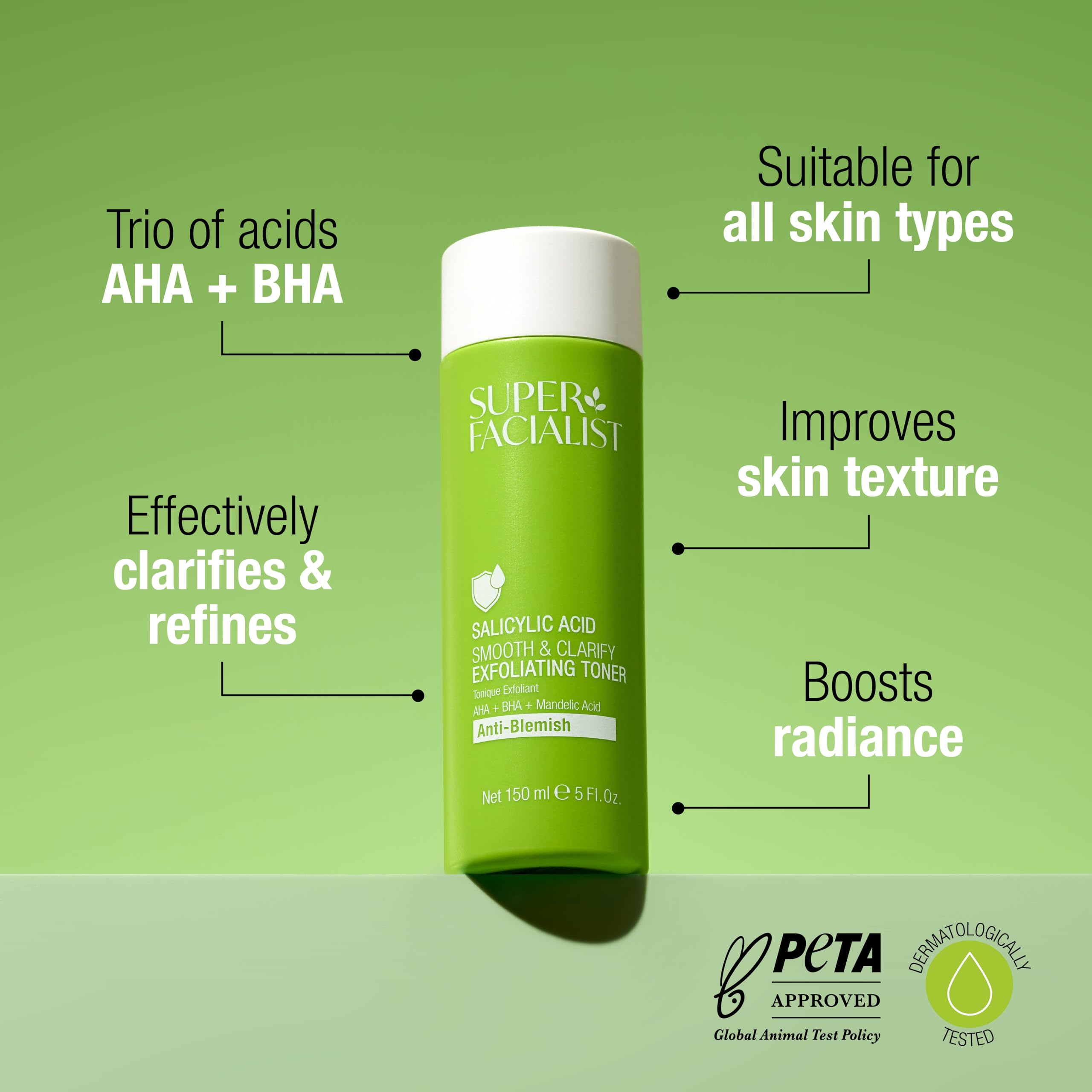 Super Facialist Salicylic Acid Smooth & Clarify Exfoliating Toner with AHA BHA