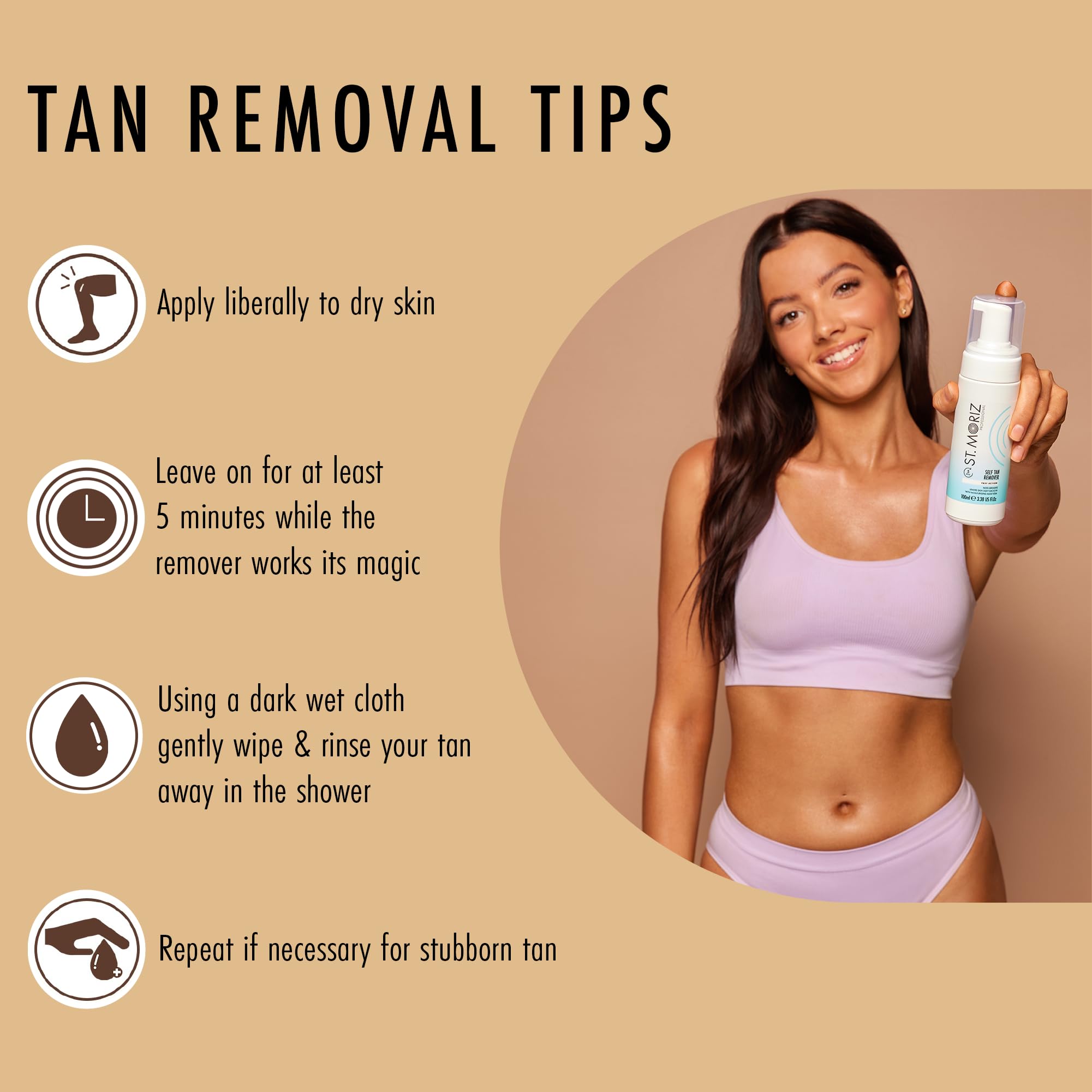 St. Moriz Professional Selbstbräunungsentferner-Schaum | Entfernt alte Selbstbräune in 5 Minuten | Mit Aloe Vera für Feuchtigkeit und Pflege der Haut | Schneller Selbstbräunungsentferner | 100 ml 5