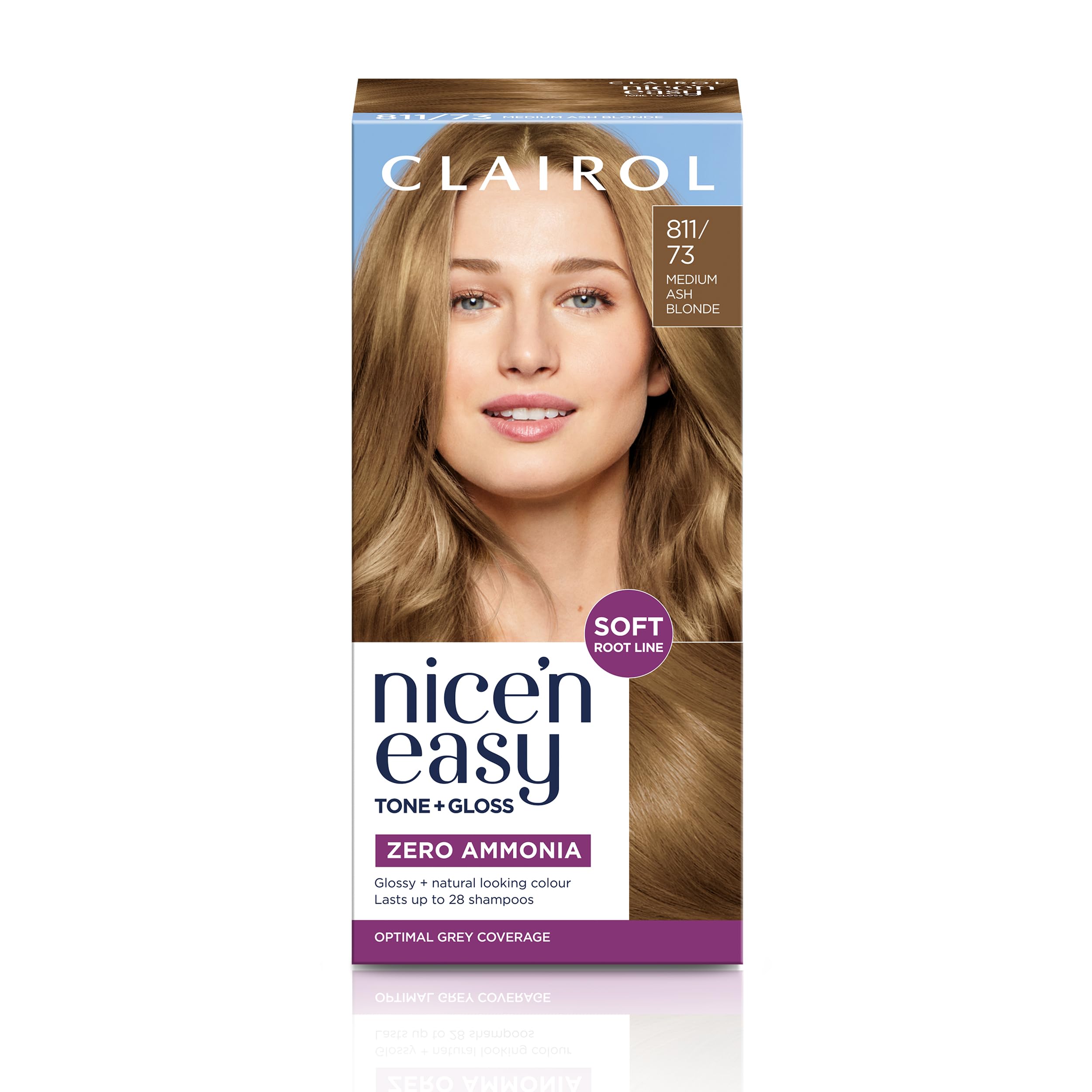Clairol Nice'n Easy Tone+Gloss Semi-permanente Haarfarbe – 811/73 Mittel-Aschgrau