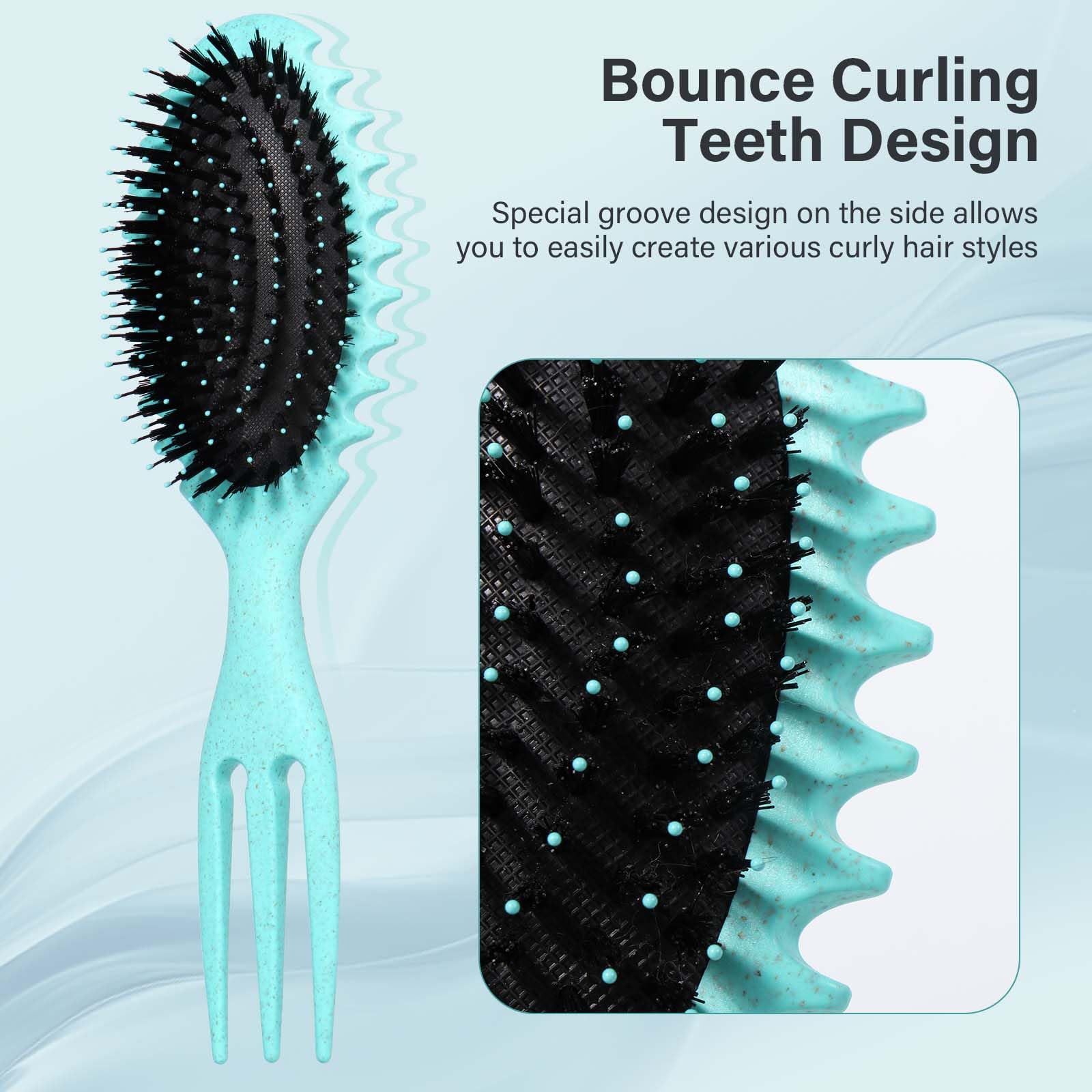 Brencco Curly Hair Brush for Detangling, Combing, and Curl Definition with Cleaning Claw 3