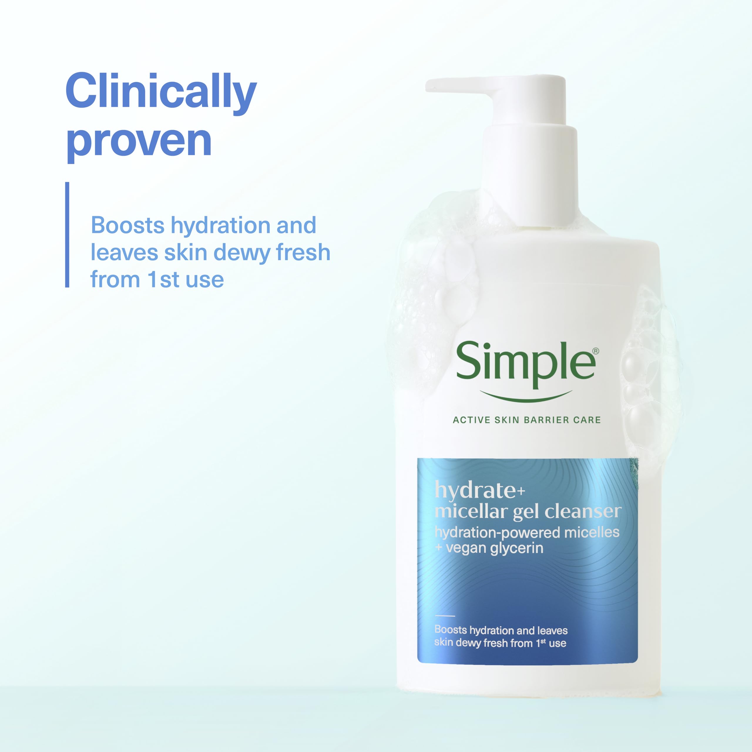 Simple Hydrate+ Micellar Facial Cleanser with Vegan Glycerin for Hydration 5