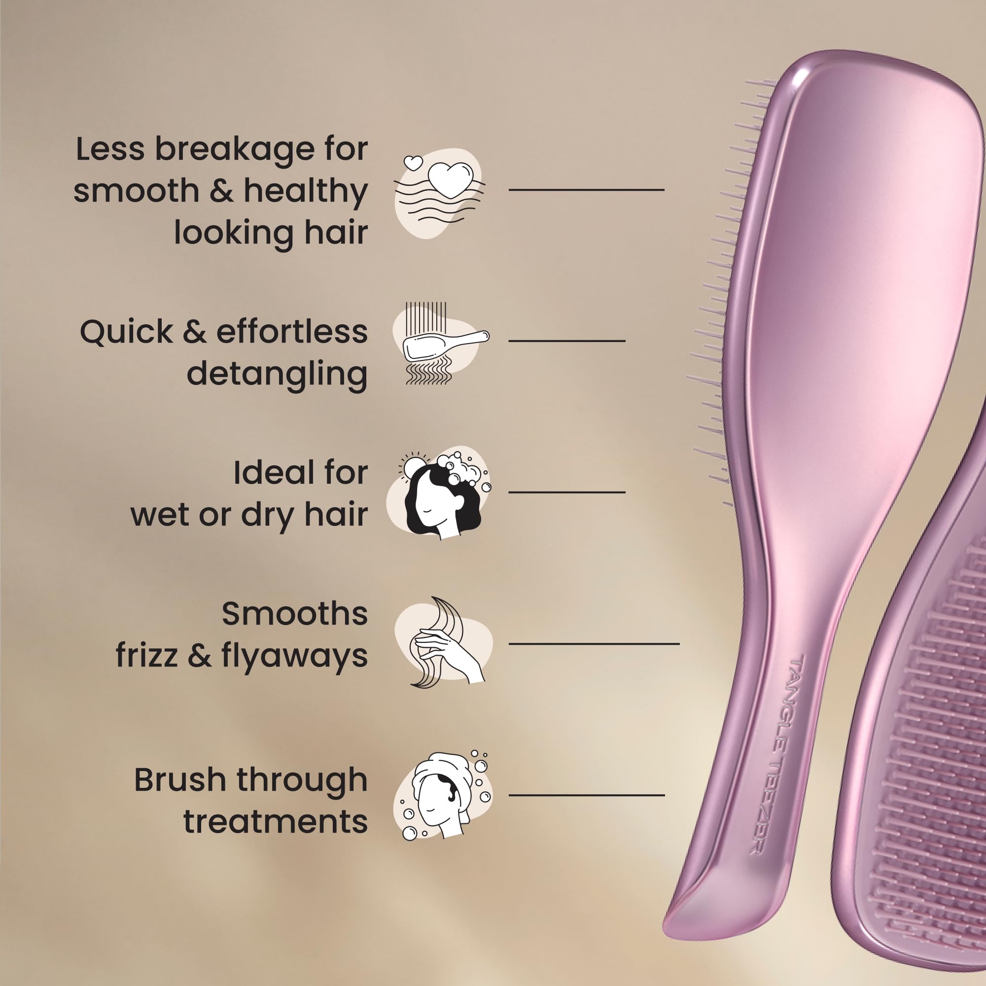 Tangle Teezer Ultimate Detangler Hairbrush - Mauve Copper Chrome Finish for Wet & Dry Hair 4