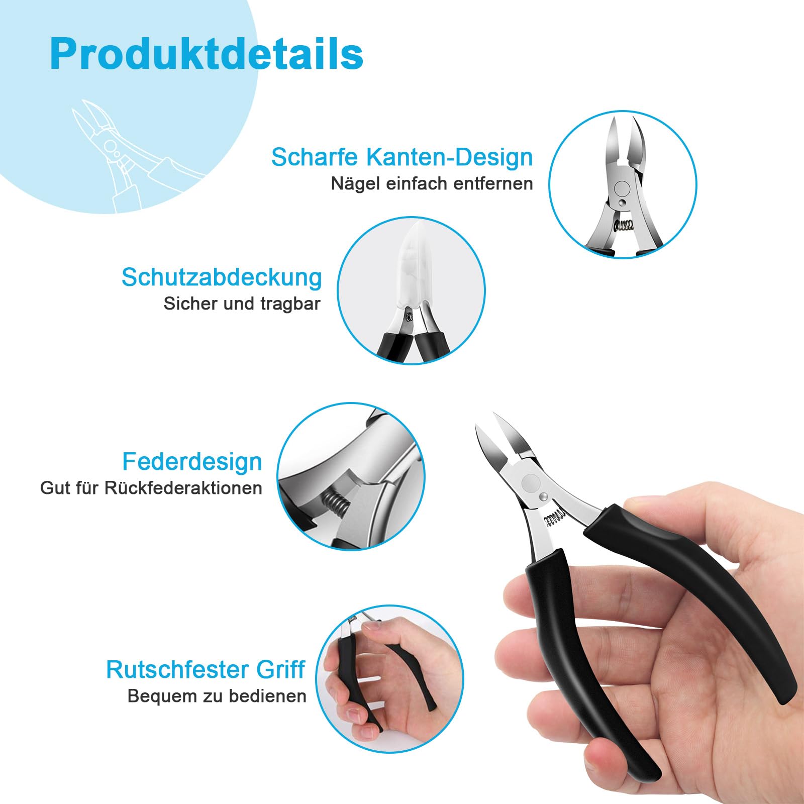 SURFOU Heavy Duty Stainless Steel Toe Nail Clippers for Thick & Ingrown Nails 5