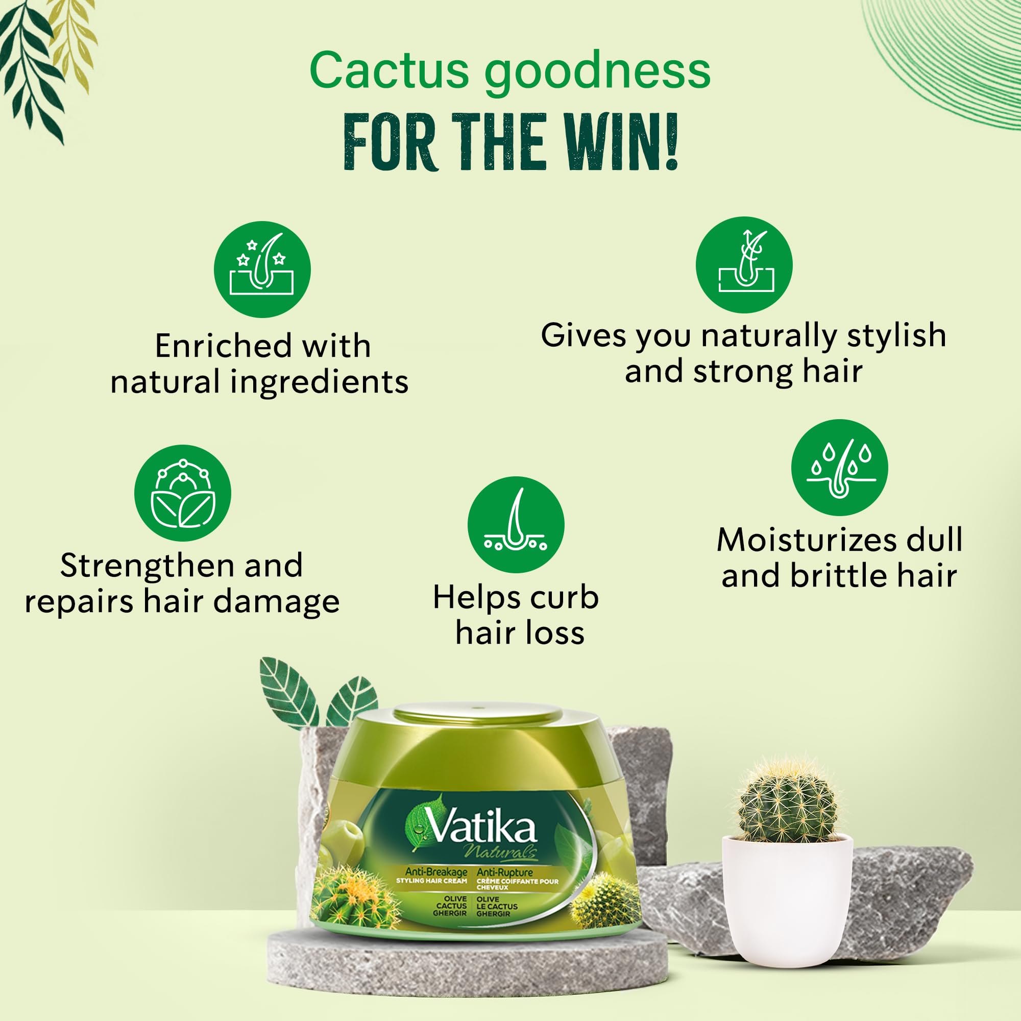 Vatika Naturals Anti-Breakage Hair Cream with Cactus & Olive - 210ml 3