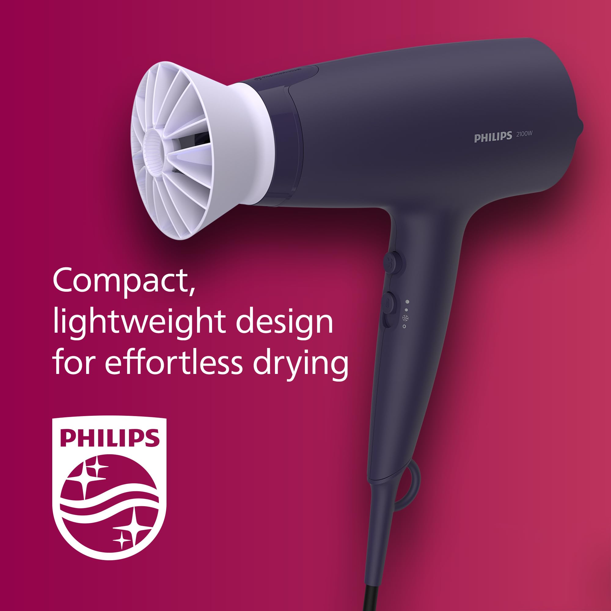 Philips Hair Dryer 3000 Series with ThermoProtect Attachment, 2100W Power 7