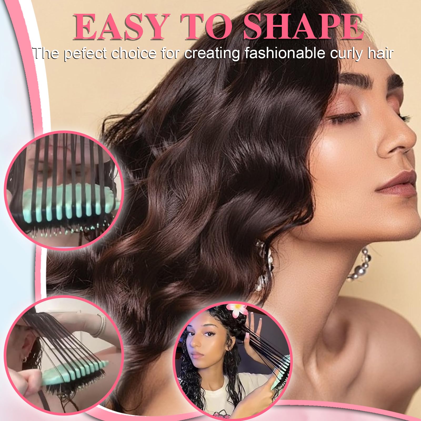 ASelected 2 PCS Curly Hair Brush Set for Curl Defining and Detangling 7