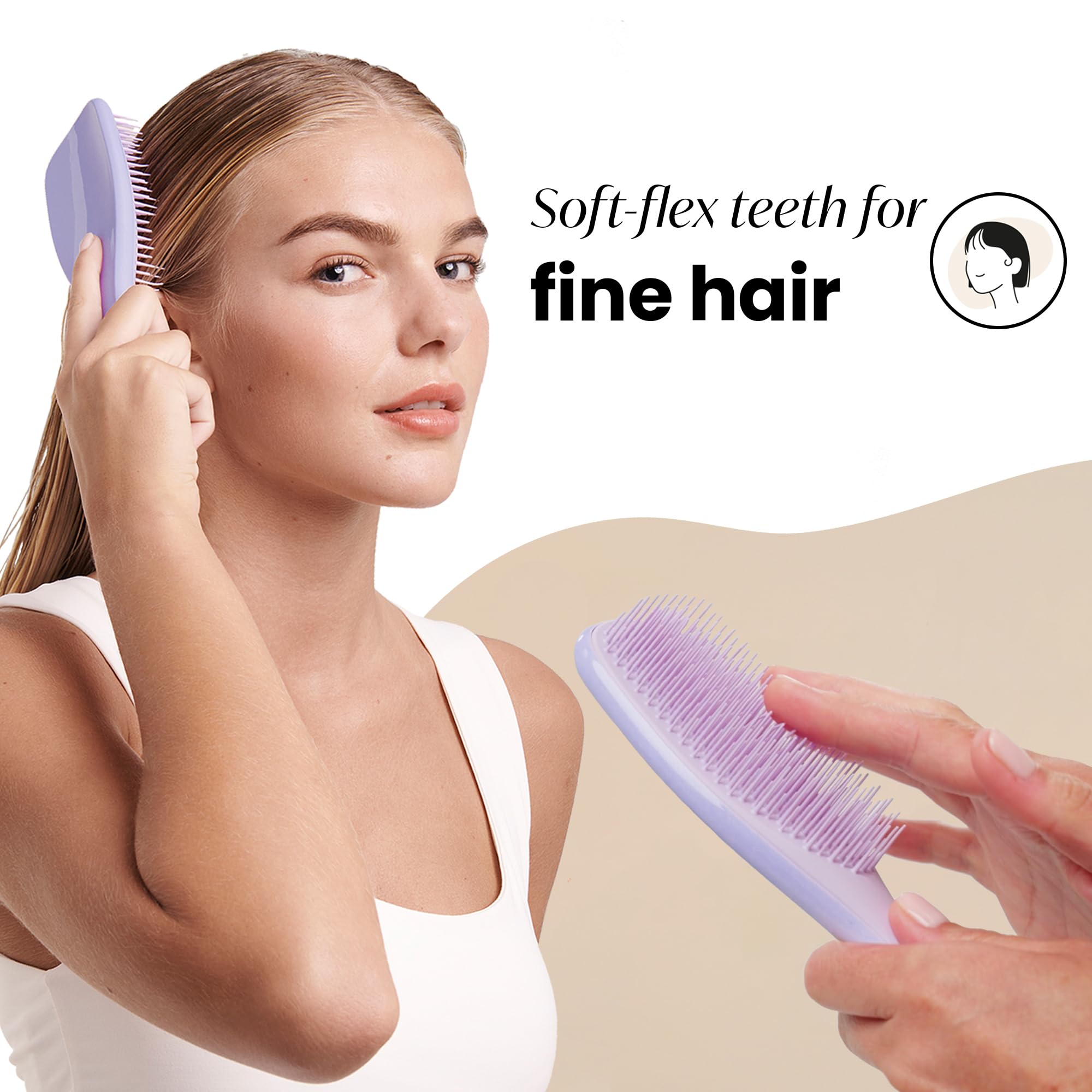 Tangle Teezer Fine and Fragile Ultimate Detangler Haarbürste für coloriertes, feines und dünnes Haar – Zweistufige, weiche Flex-Zinken reduzieren Haarbruch und Ziepen – Sanft zu empfindlichem Haar – Hypnotic Heather 3