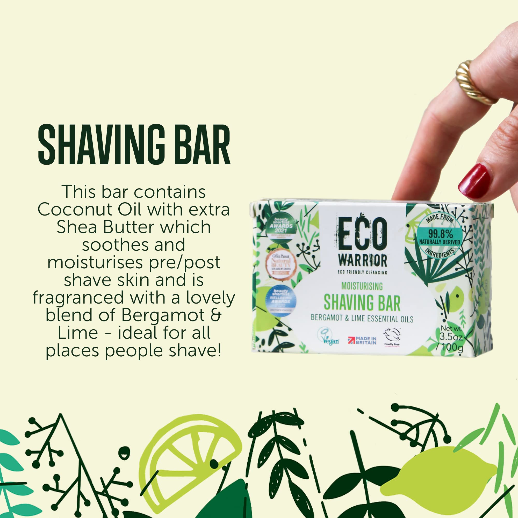 Eco Warrior Moisturising Shaving Soap Bar | Vegan, Natural, Plastic-Free for Face & Body 5