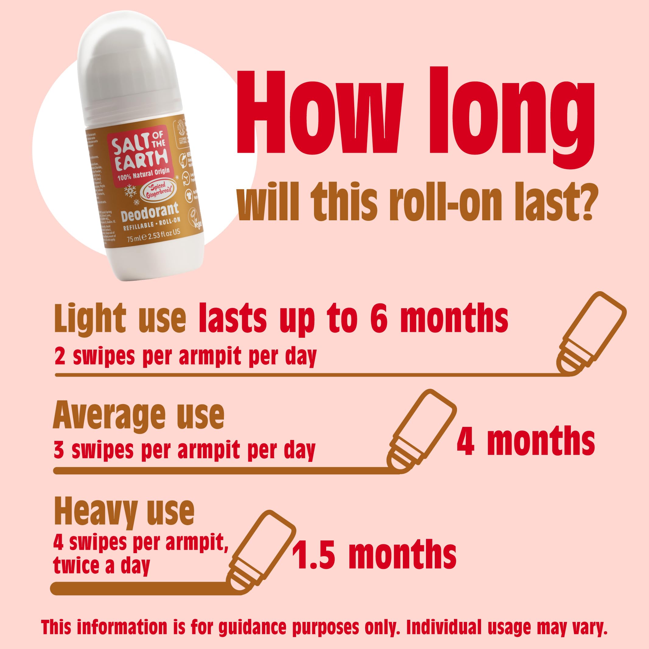 Salt of the Earth Refillable Roll On Deodorant, Spiced Gingerbread, 100% Natural 7