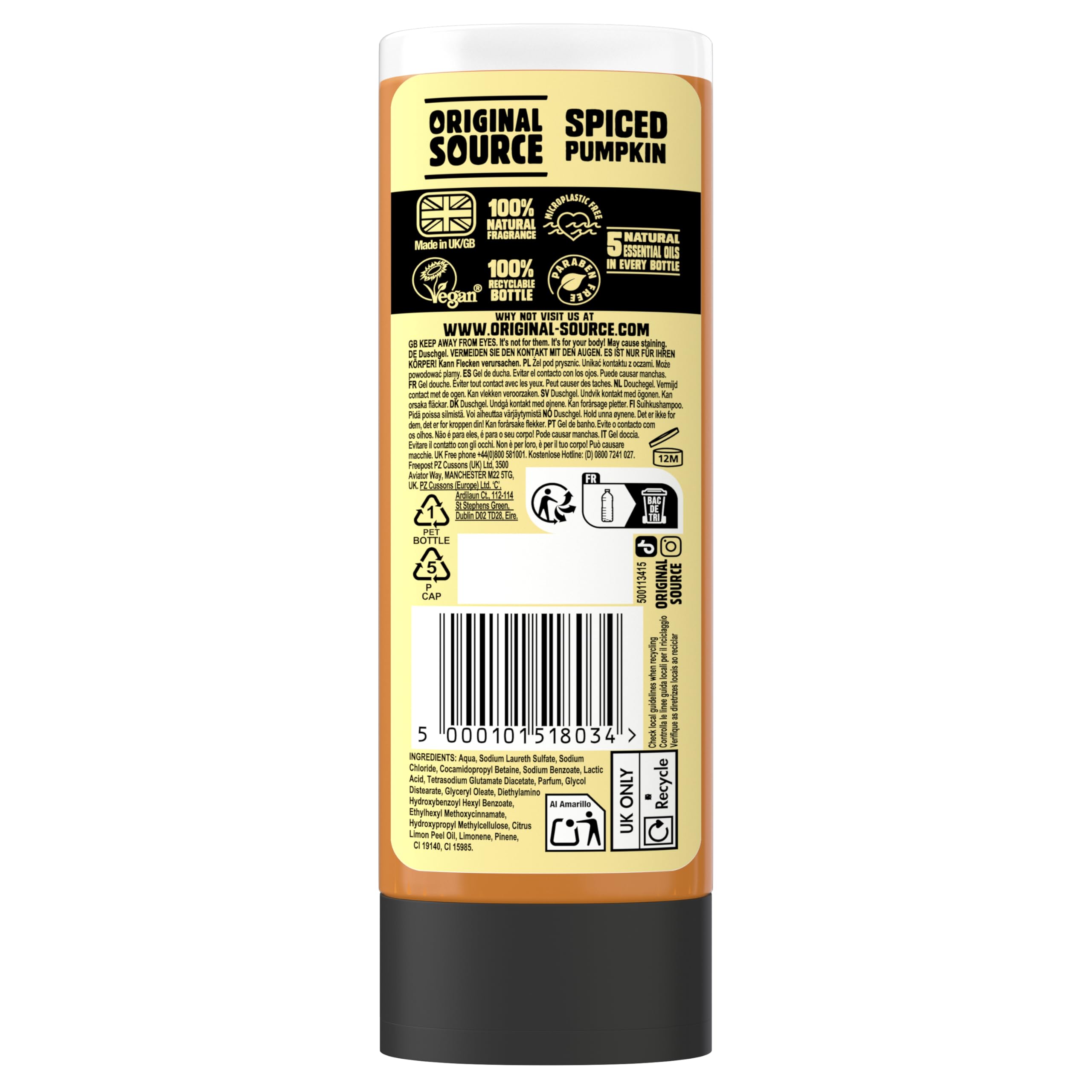 Original Source Spiced Pumpkin Duschgel Multipack (6 x 250 ml) – Vegan &amp; Parabenfrei 6